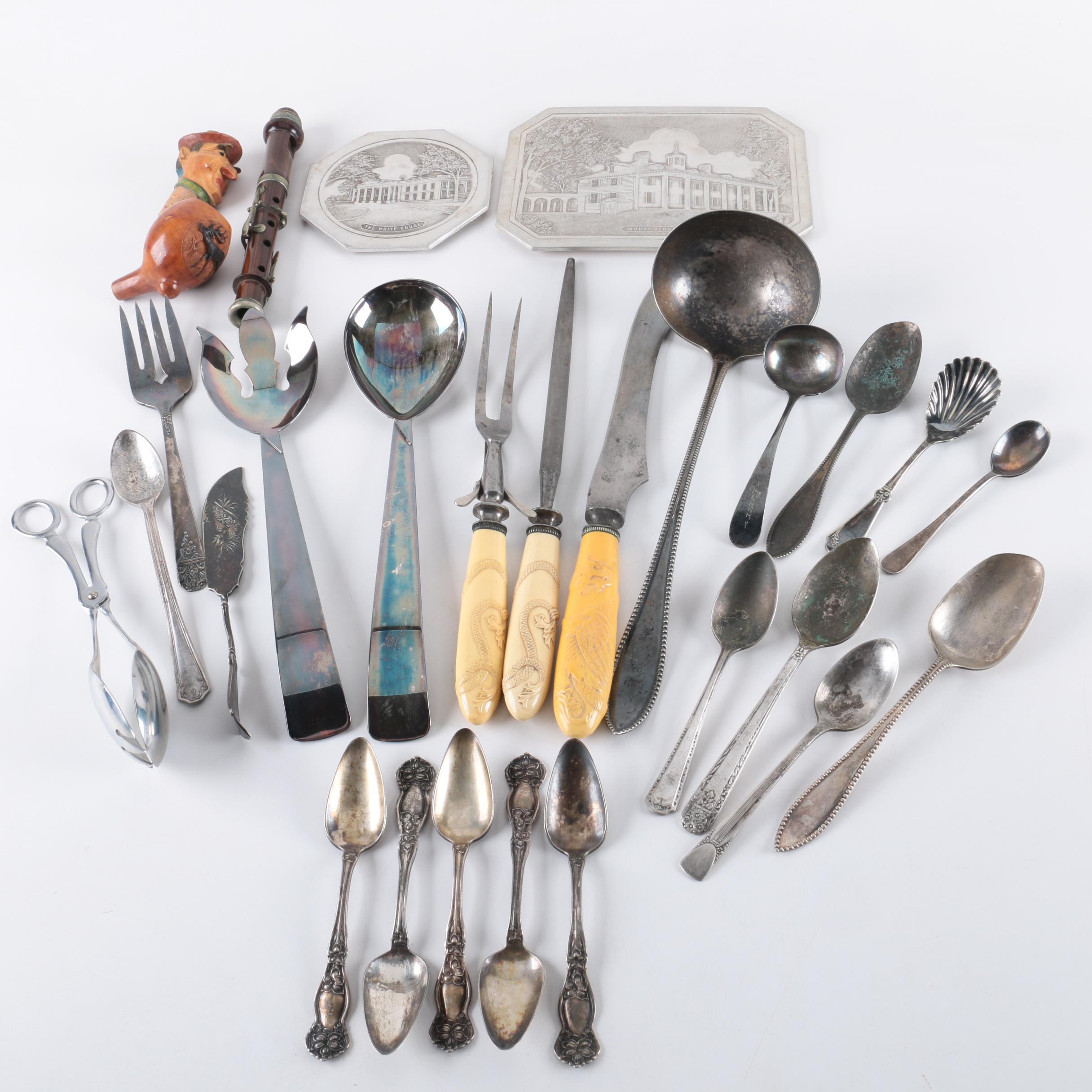 Wm Rogers "Arbutus" Silver Plate Pointed Bowl Spoons and Other Pieces