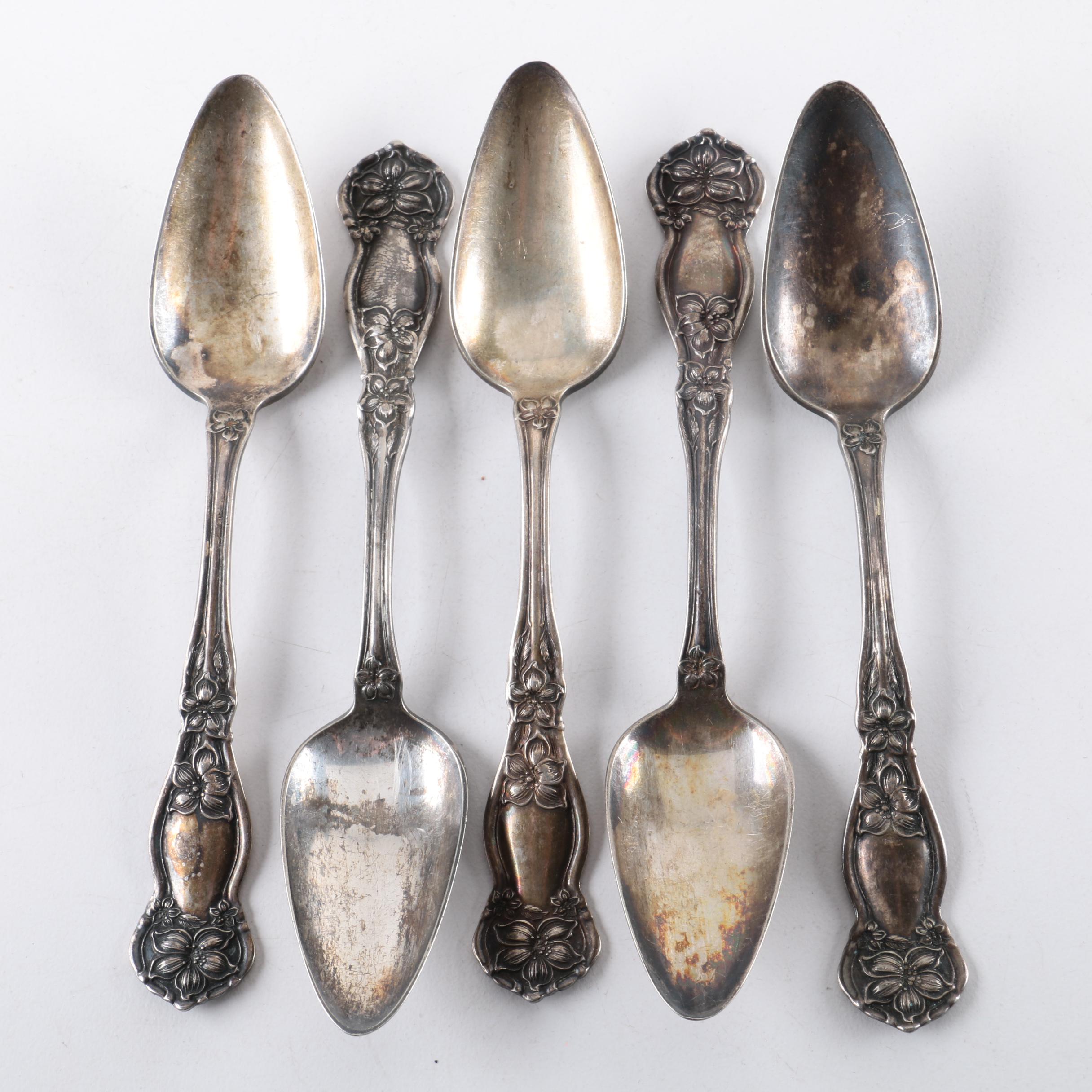 Wm Rogers "Arbutus" Silver Plate Pointed Bowl Spoons and Other Pieces