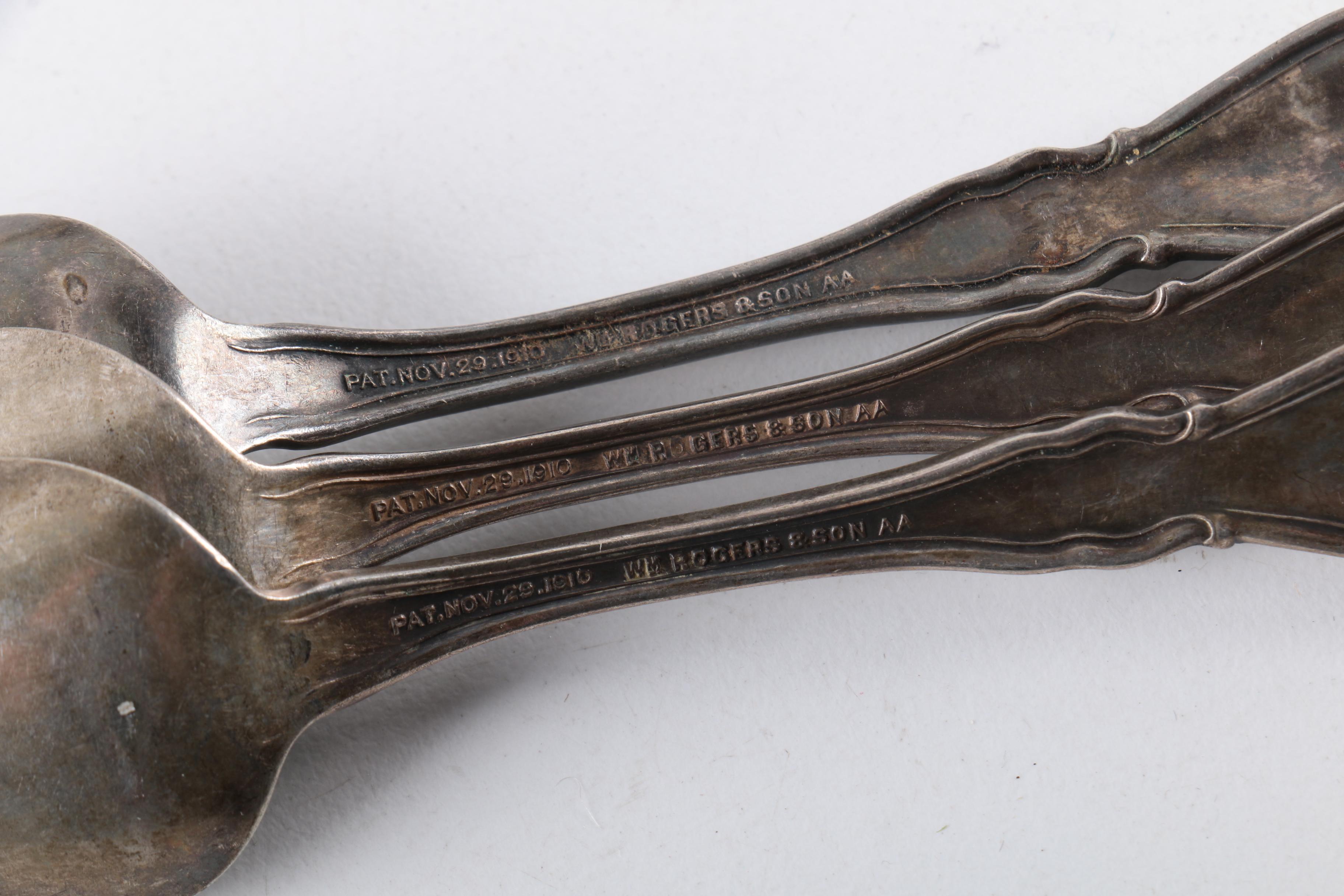 Wm Rogers "Arbutus" Silver Plate Pointed Bowl Spoons and Other Pieces