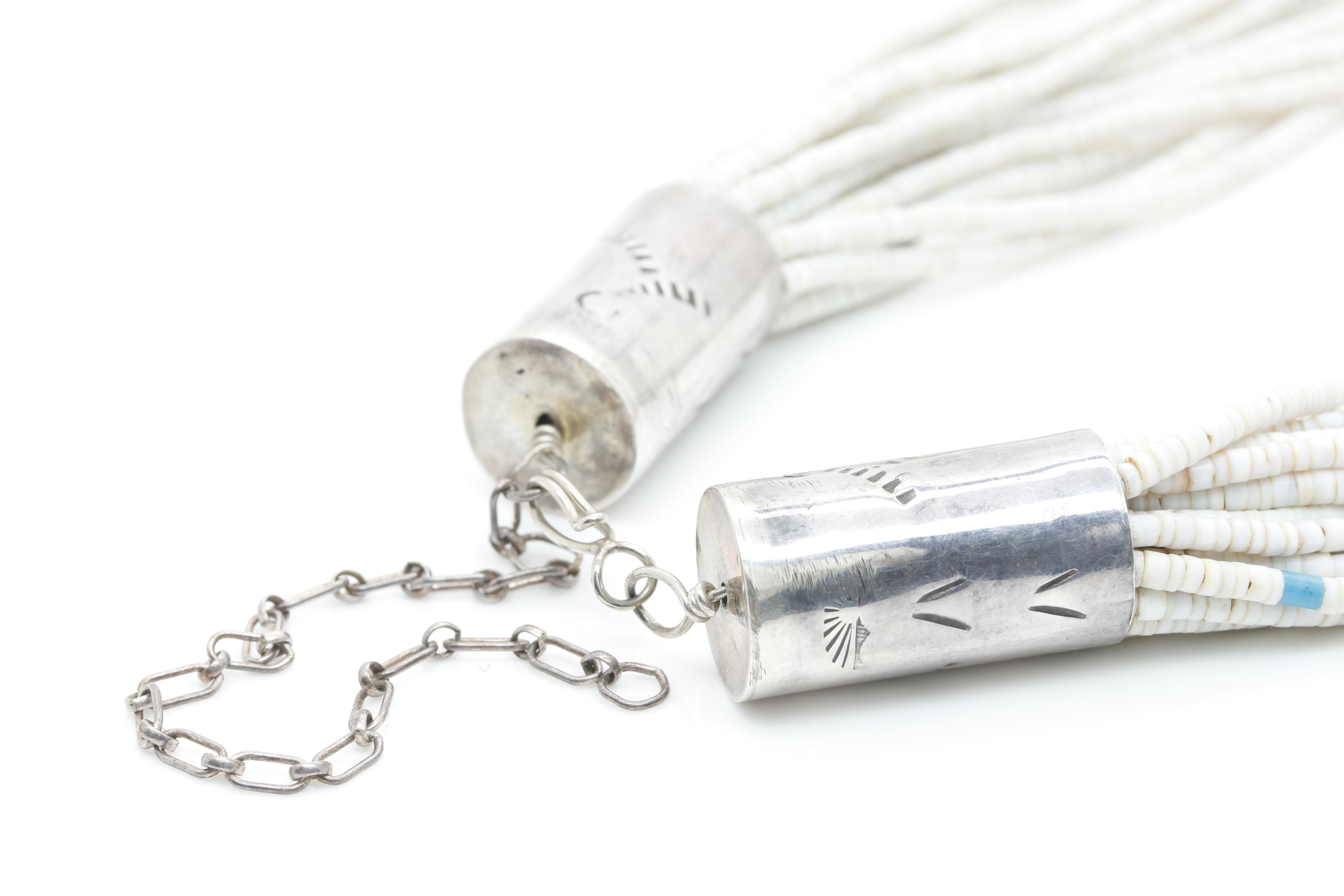 Mary Coriz Santo Domingo Sterling Silver Multi-Strand Heishi Neckalce