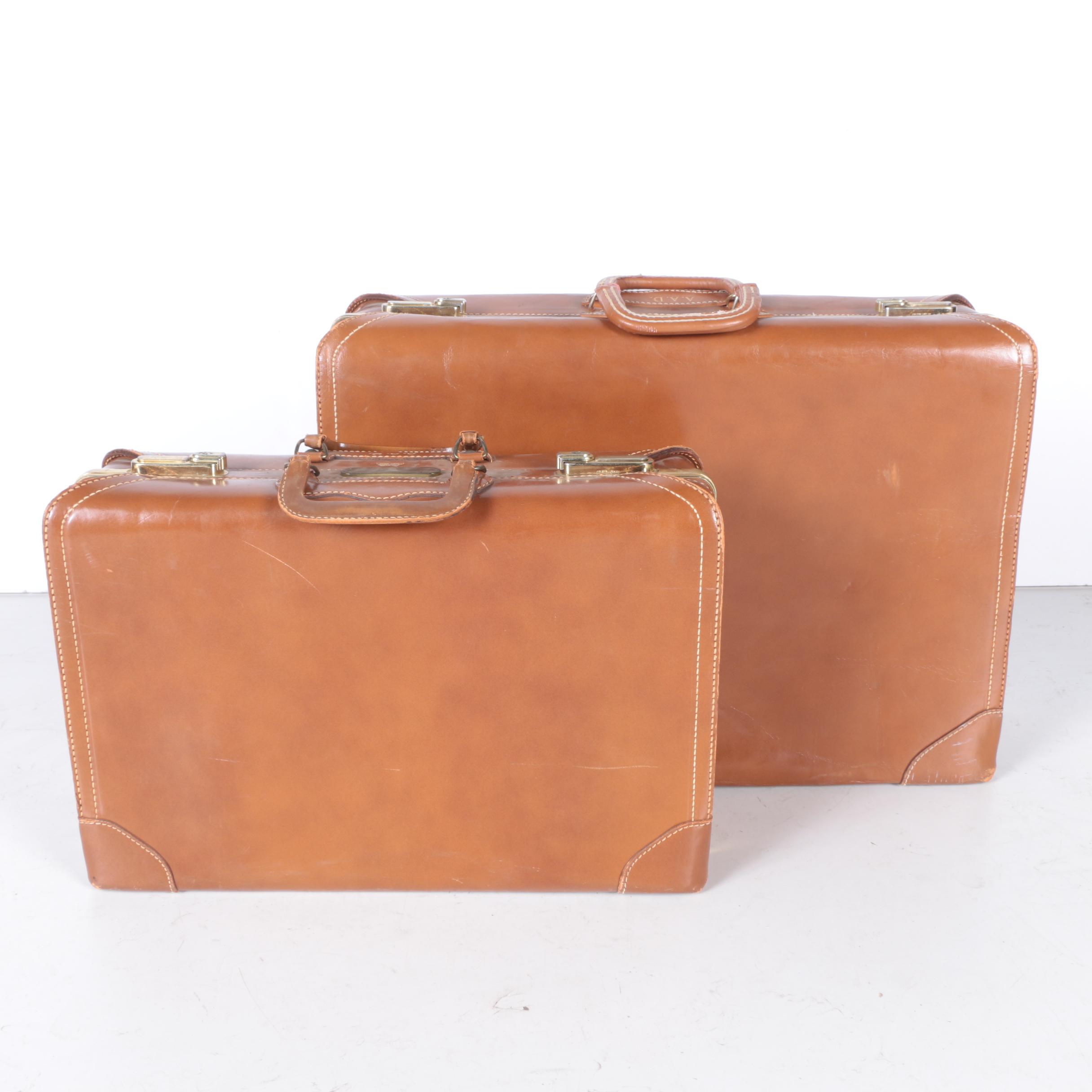 Vintage Leed's Leather Luggage Set with Presto Locks