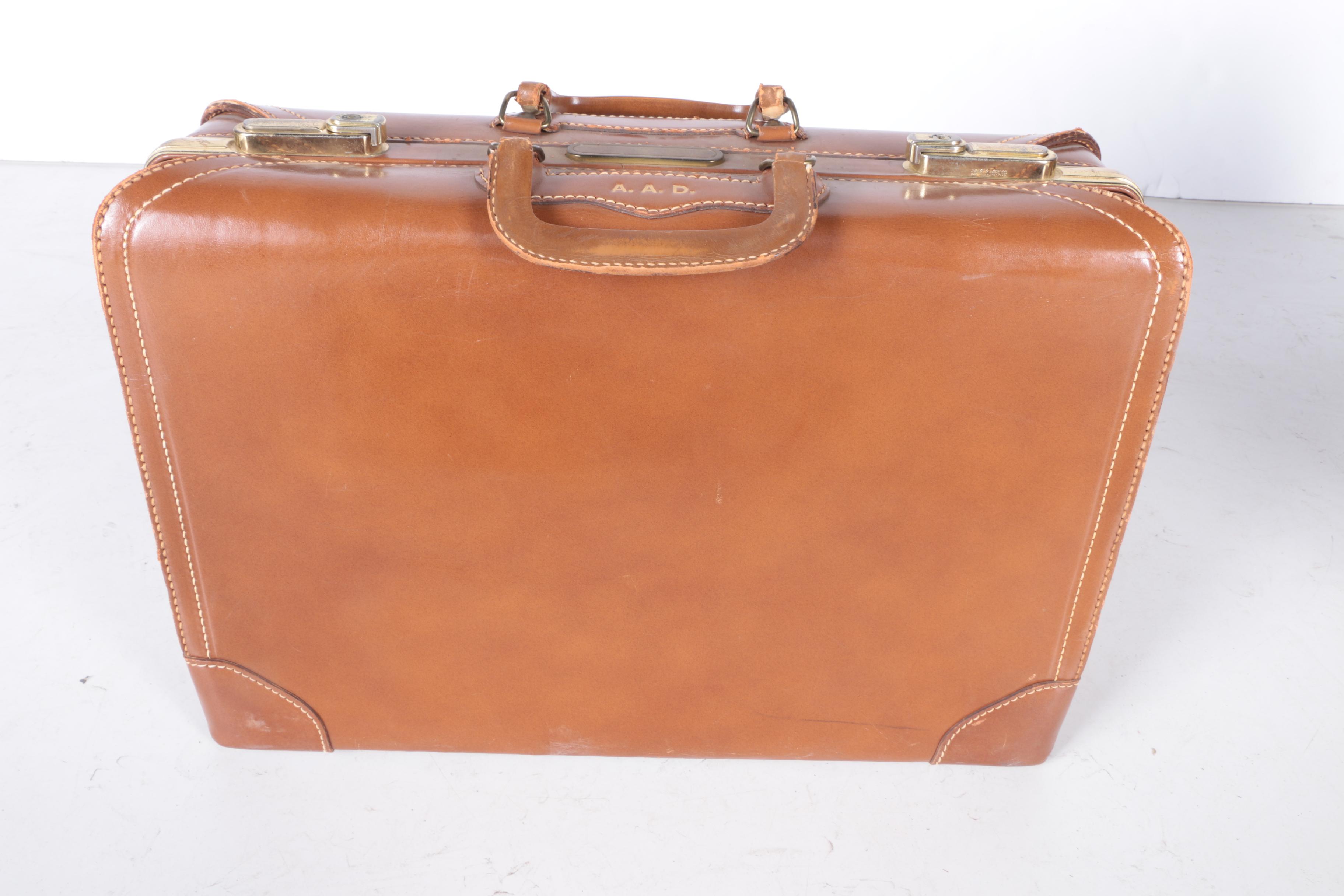 Vintage Leed's Leather Luggage Set with Presto Locks