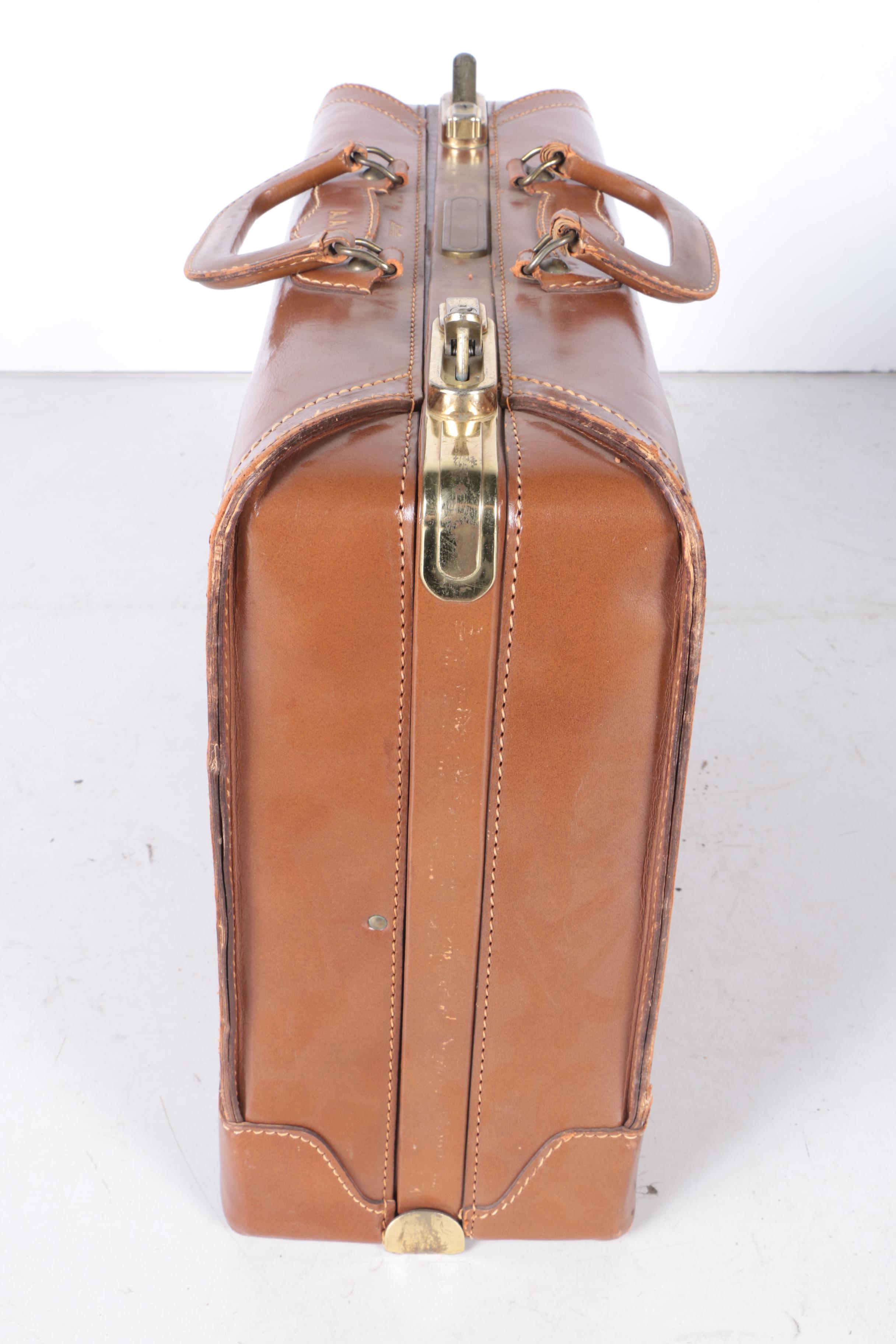 Vintage Leed's Leather Luggage Set with Presto Locks