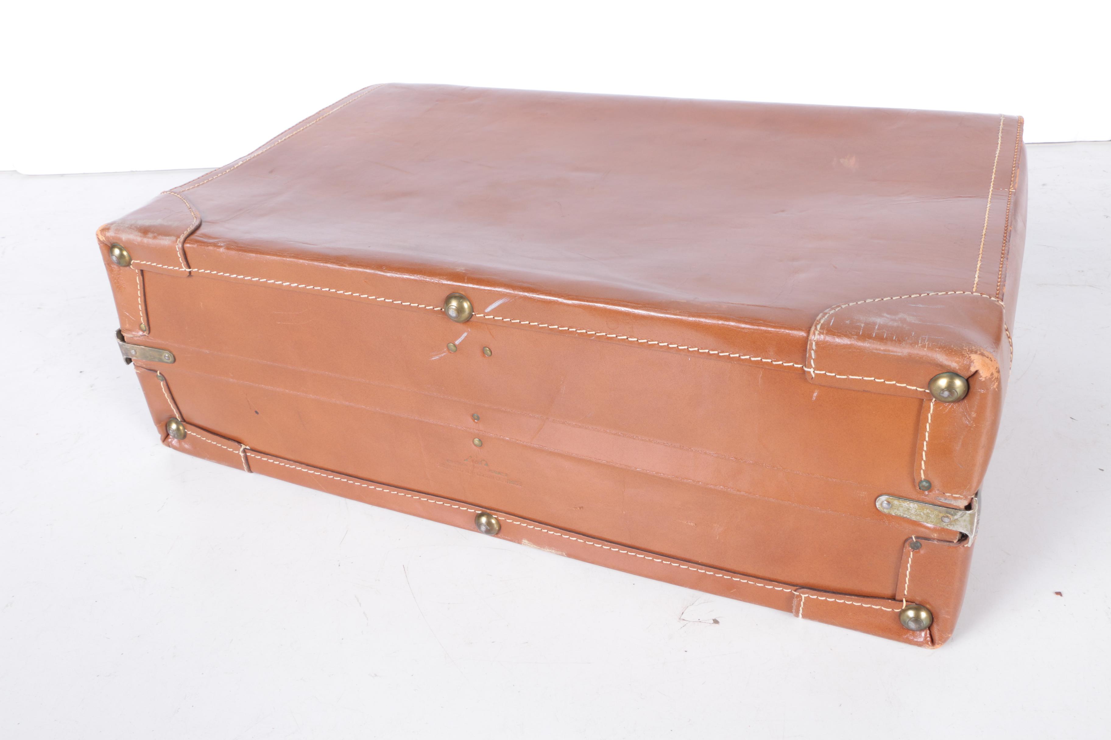 Vintage Leed's Leather Luggage Set with Presto Locks