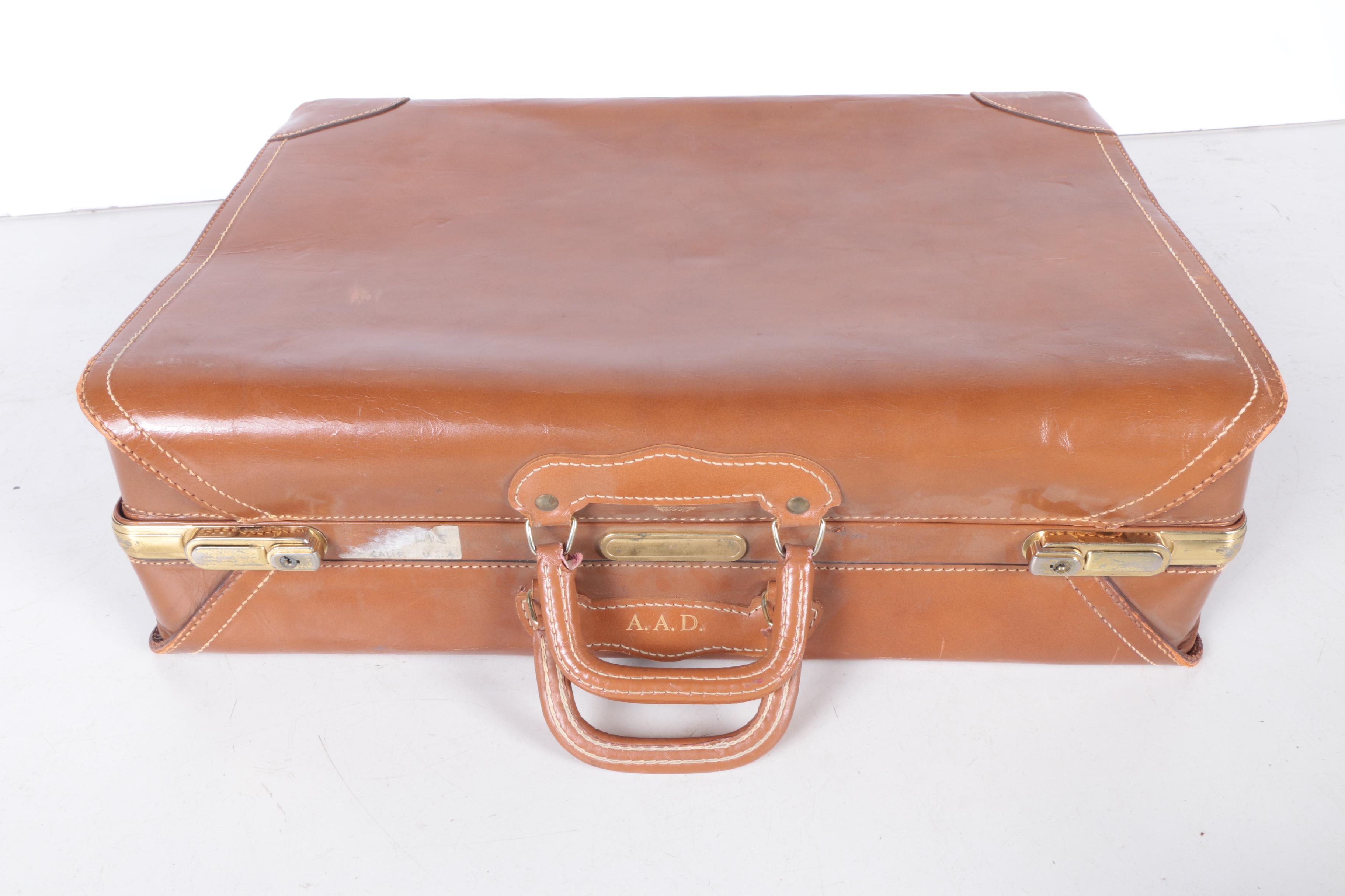 Vintage Leed's Leather Luggage Set with Presto Locks