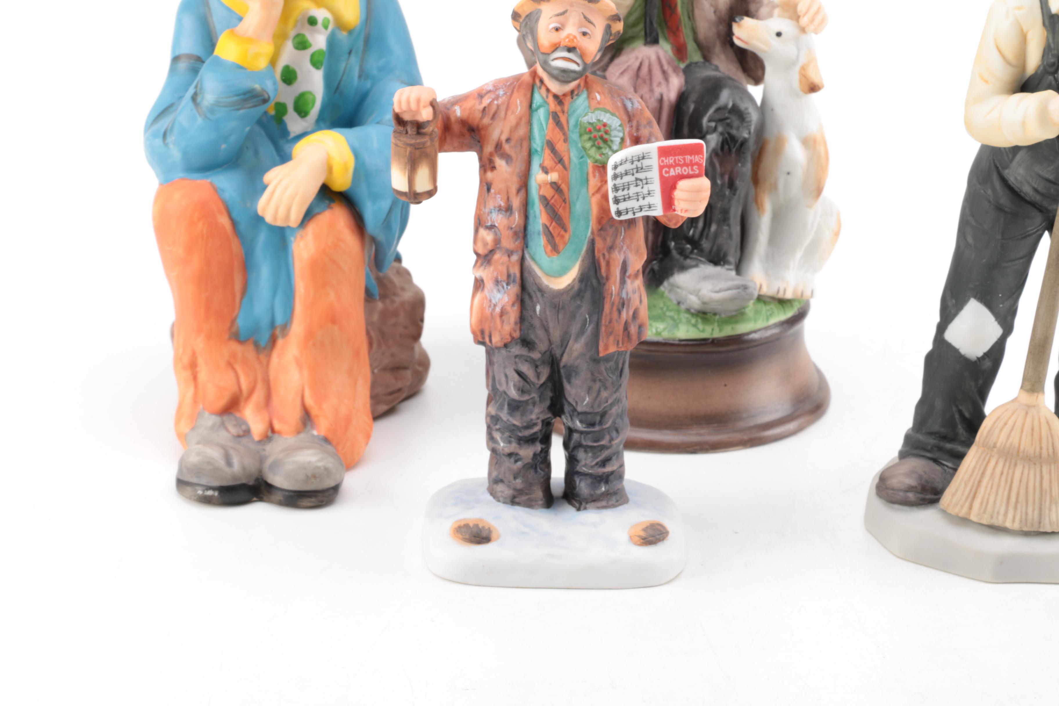 Flambro Emmett Kelly Junior Weary Willy Clown Figurines