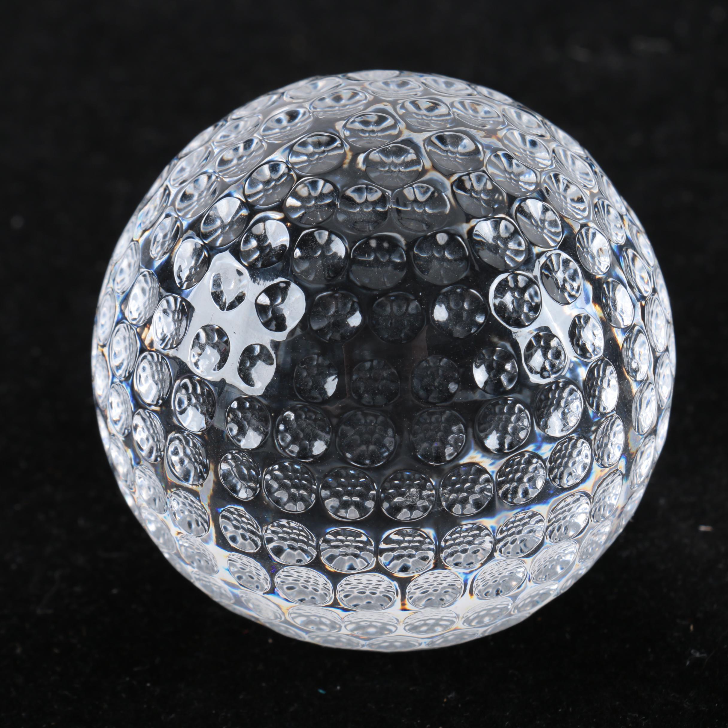 Signed Waterford Crystal Golf Ball Paperweight