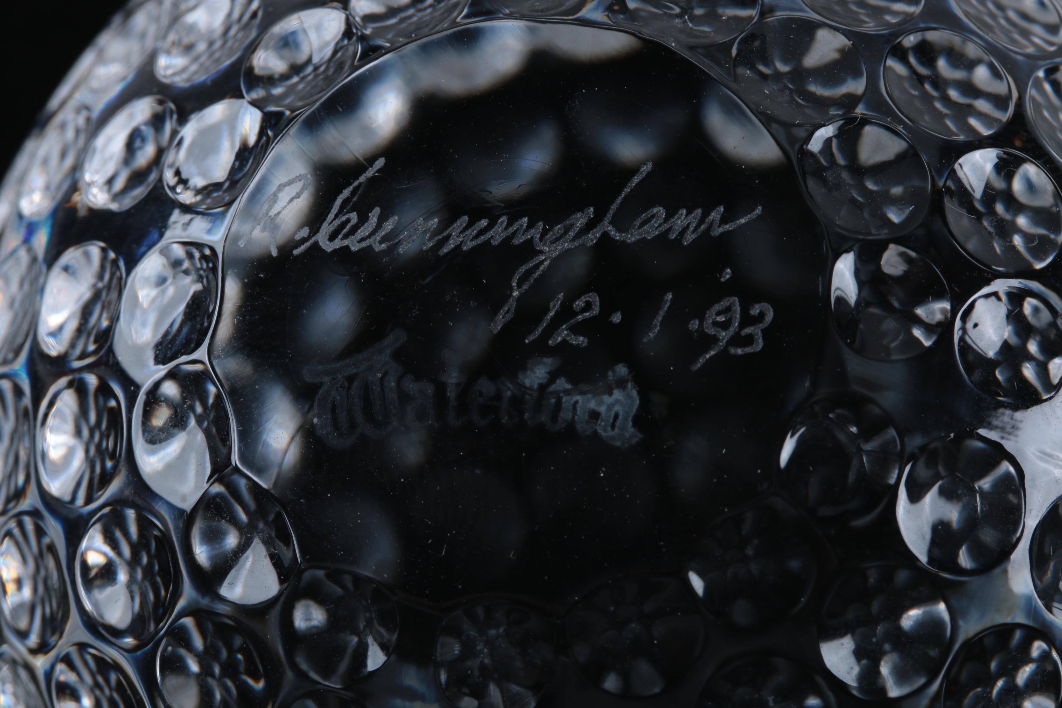 Signed Waterford Crystal Golf Ball Paperweight