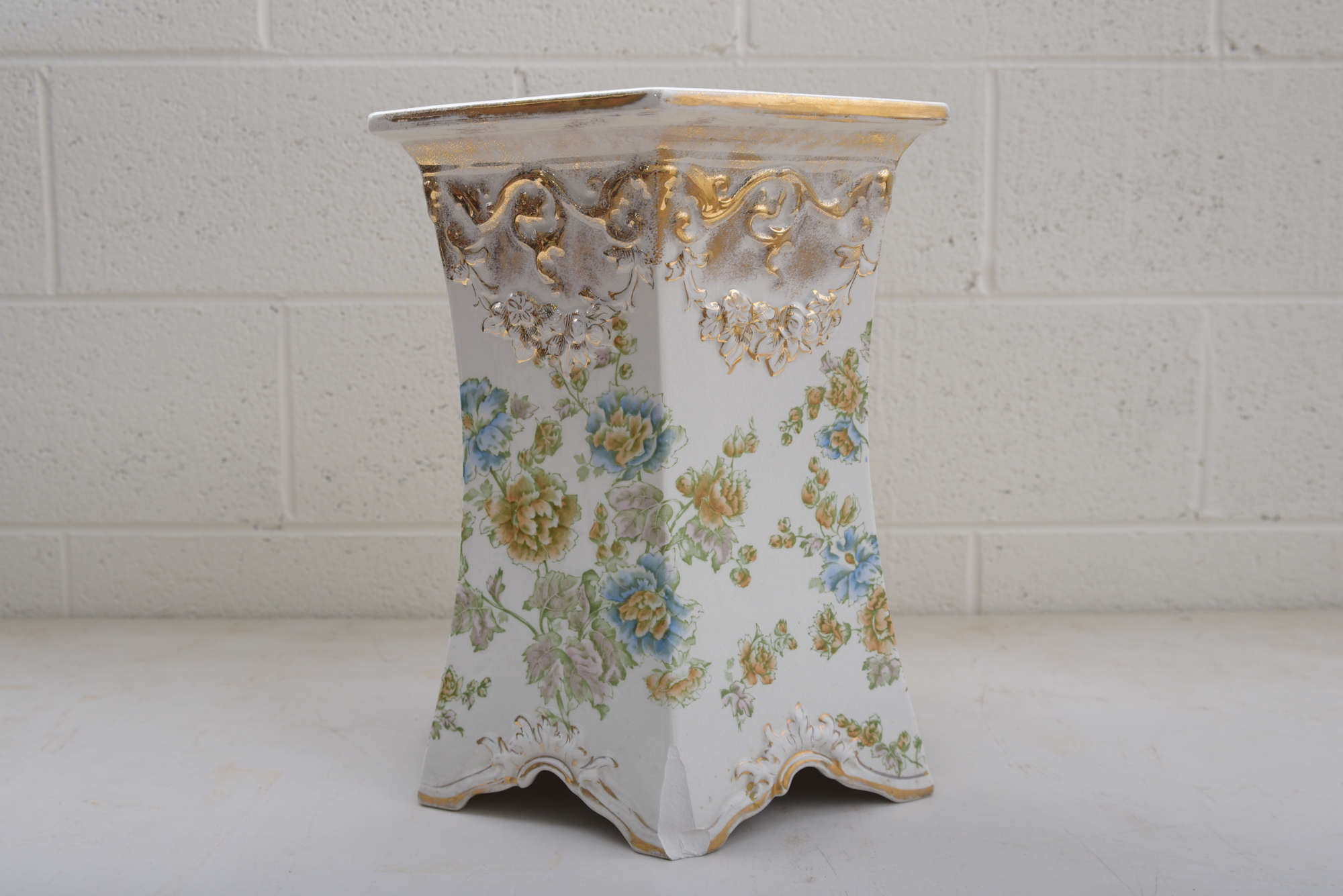 Antique Wheeling Pottery Glazed Accent Table