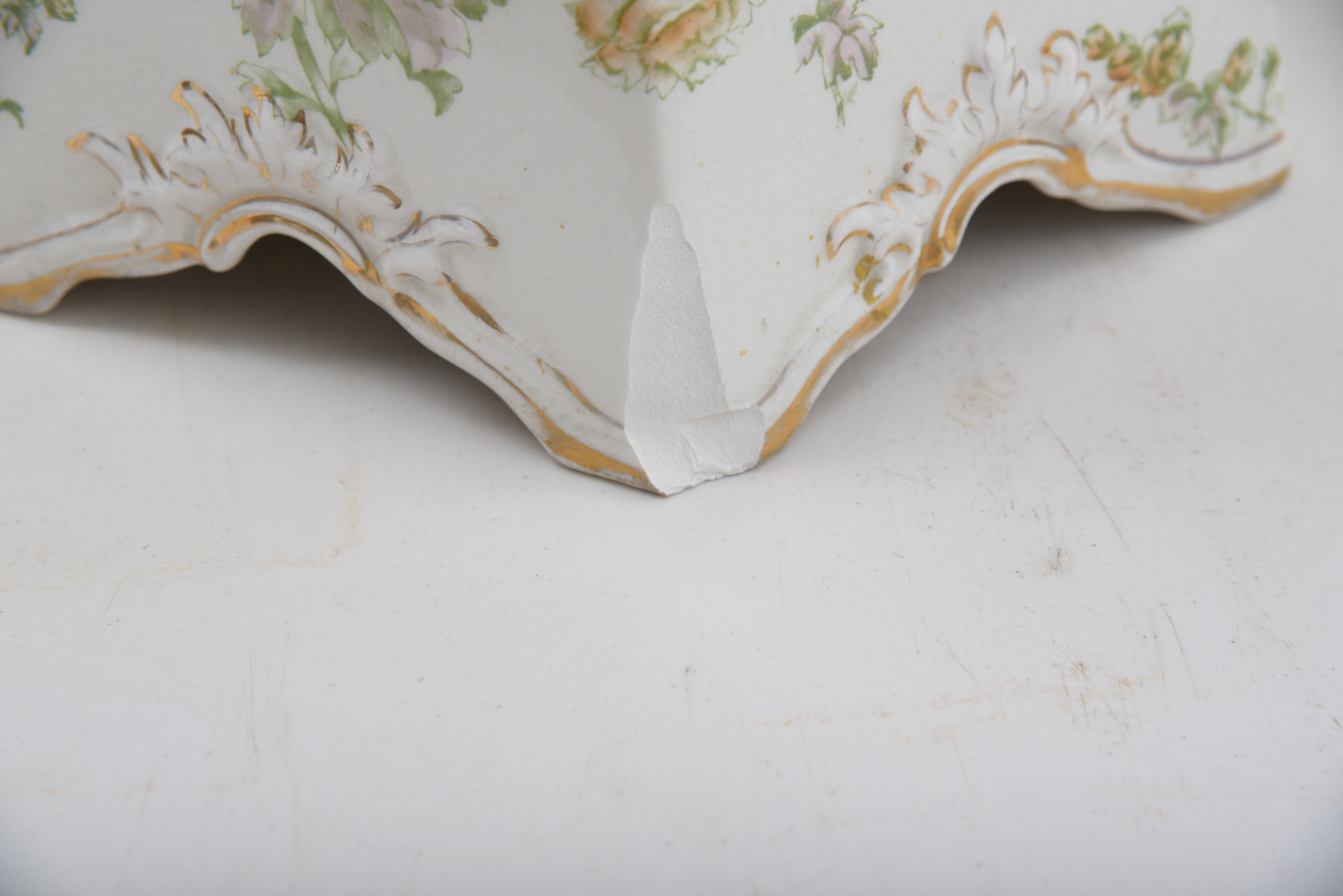 Antique Wheeling Pottery Glazed Accent Table