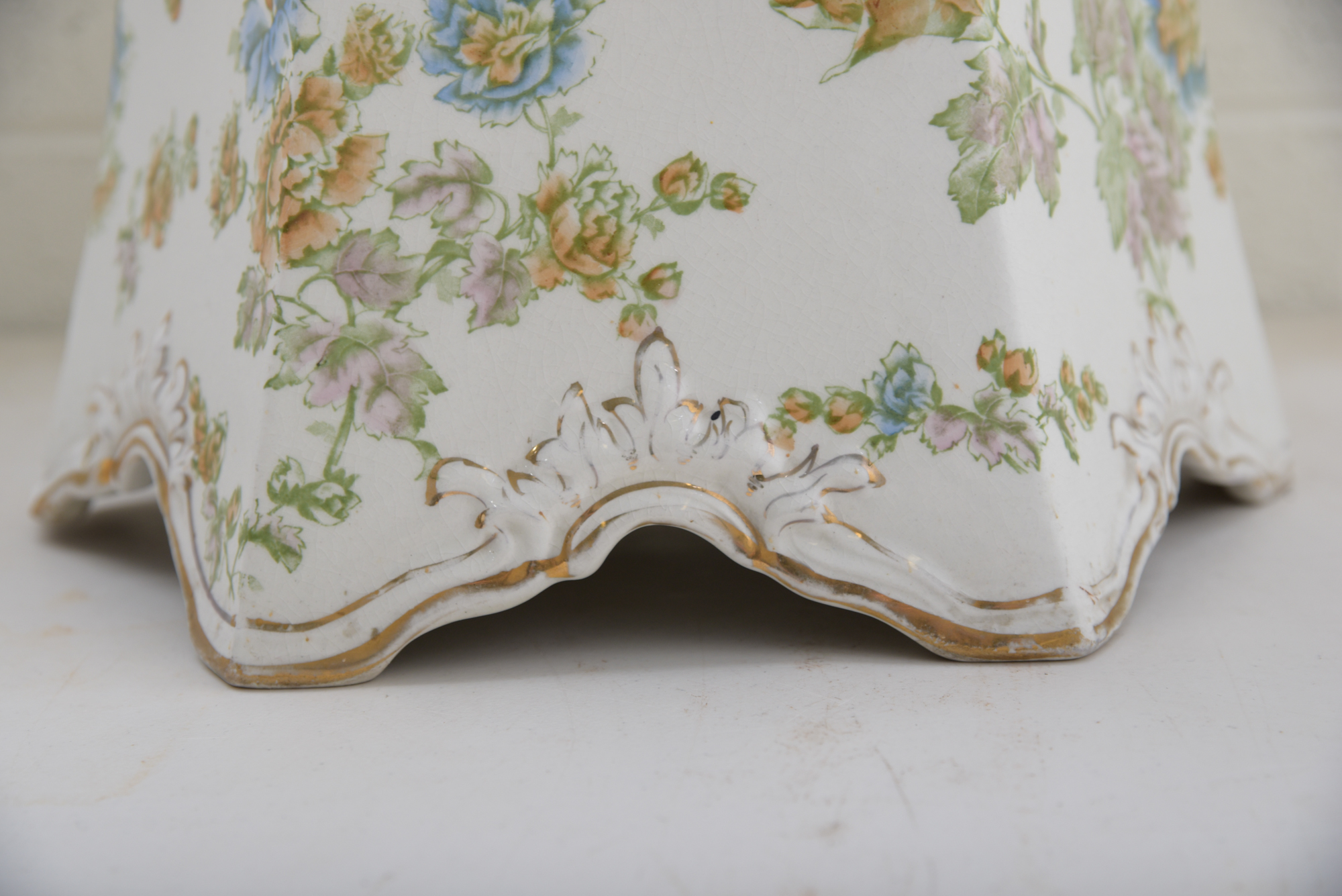 Antique Wheeling Pottery Glazed Accent Table