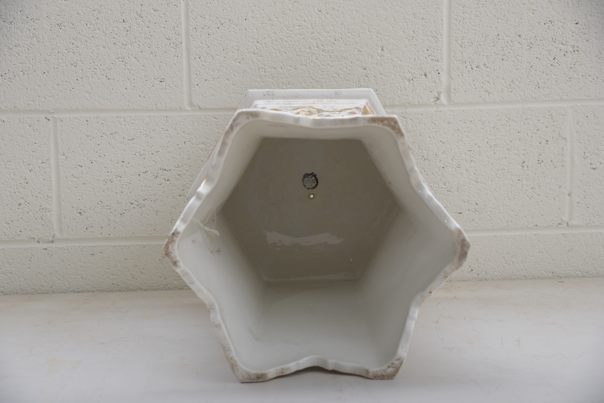 Antique Wheeling Pottery Glazed Accent Table