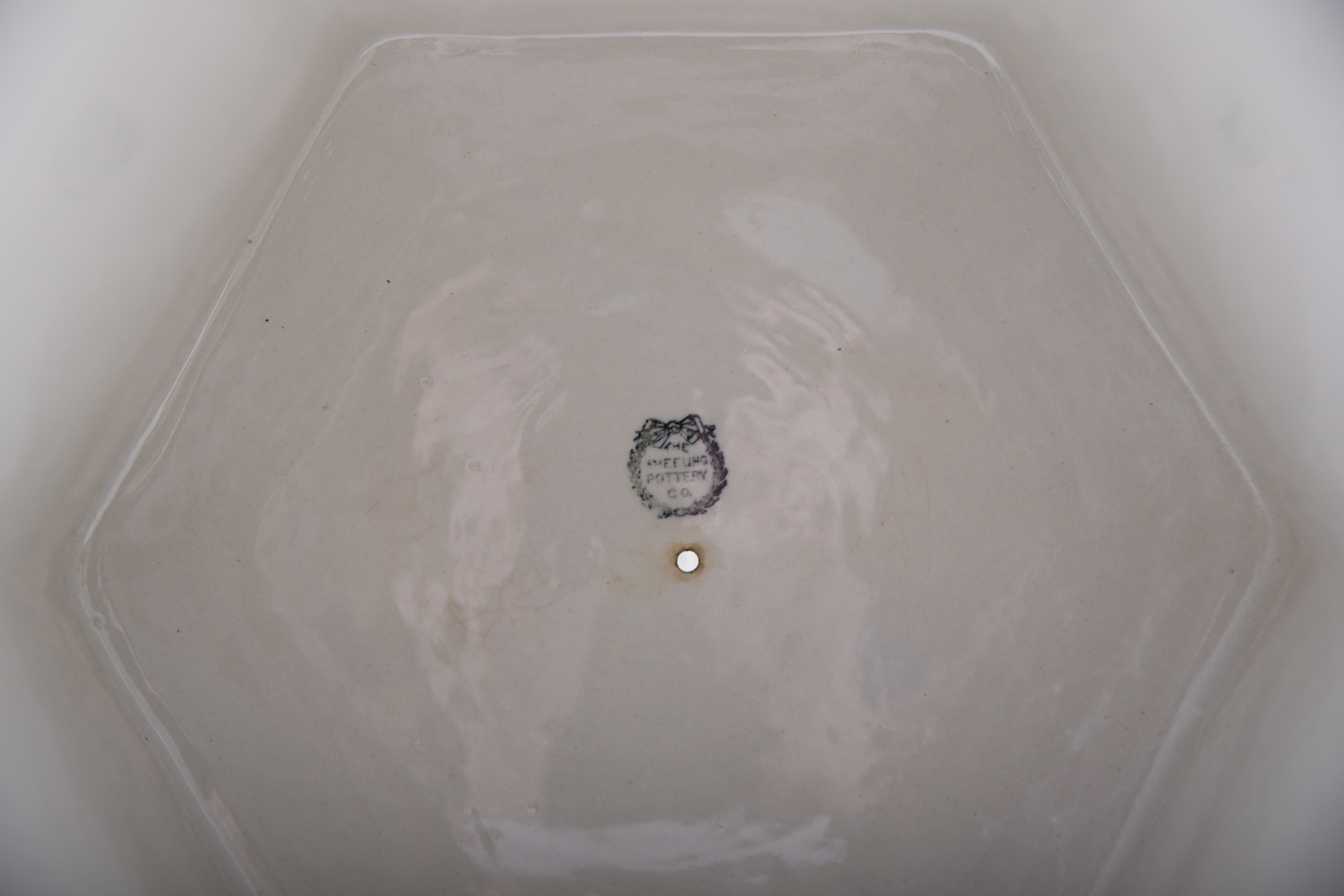 Antique Wheeling Pottery Glazed Accent Table