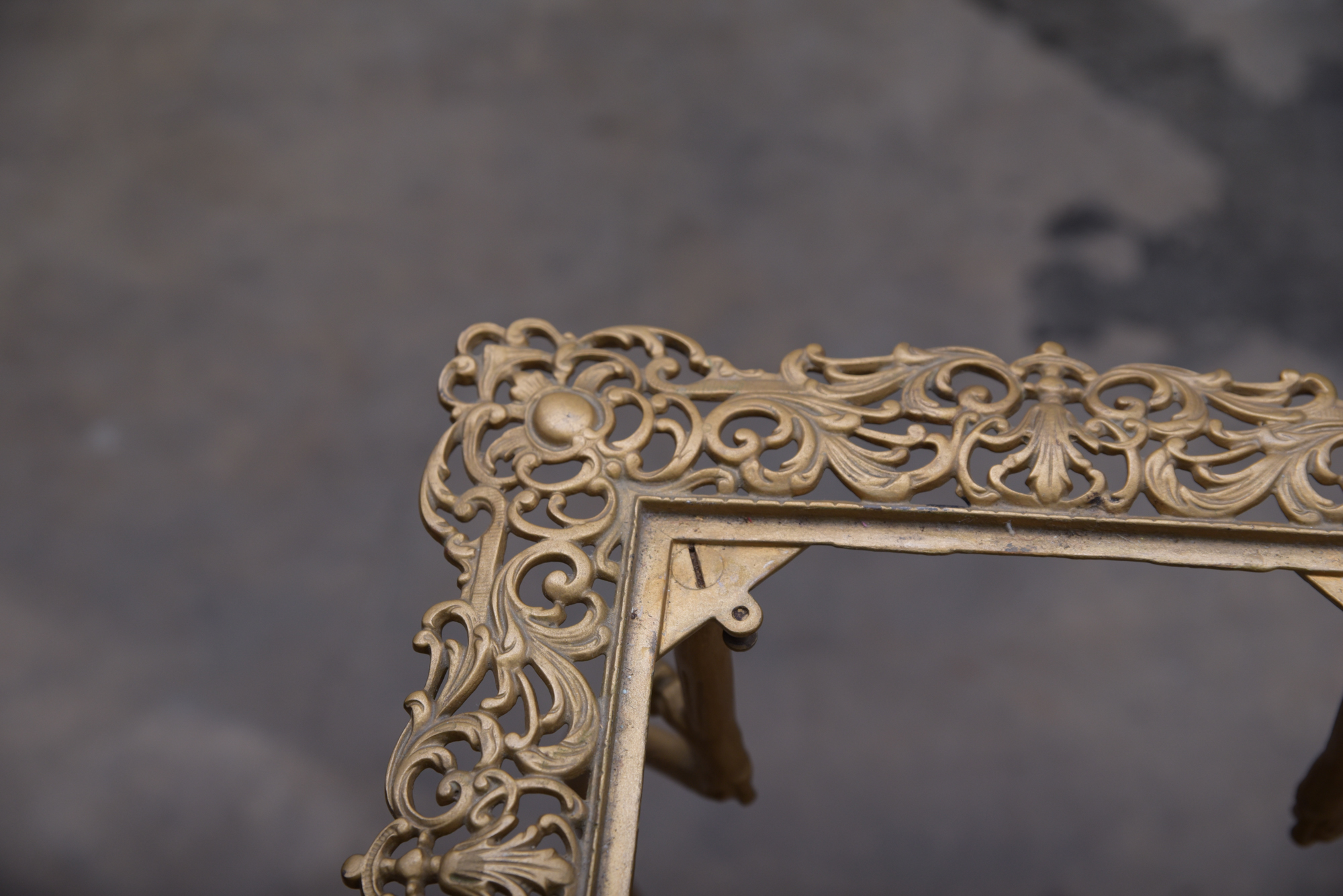 Antique Cast Metal and Onyx Plant Stand