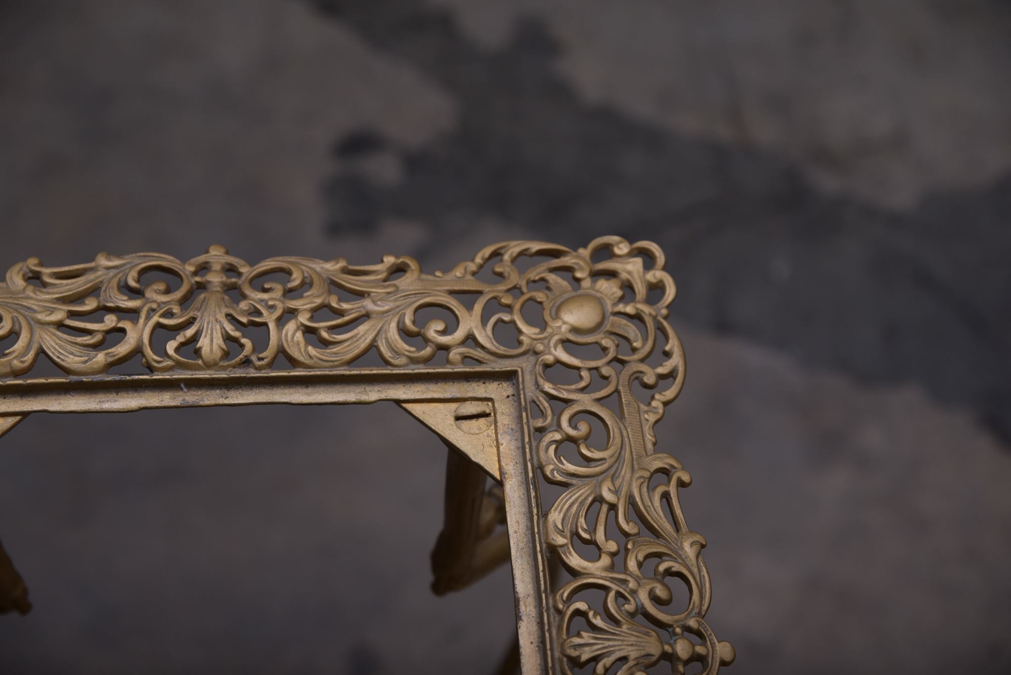 Antique Cast Metal and Onyx Plant Stand