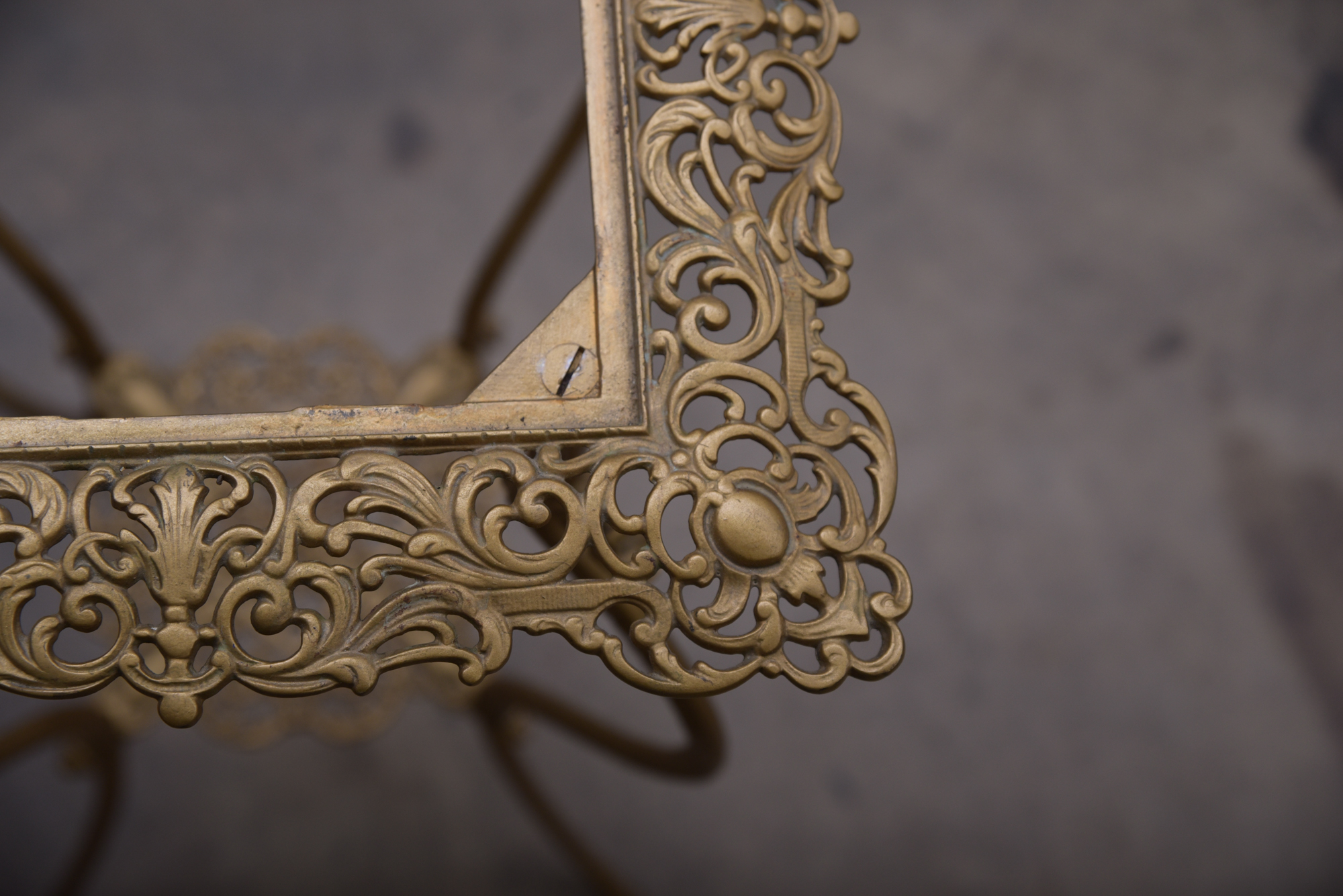 Antique Cast Metal and Onyx Plant Stand