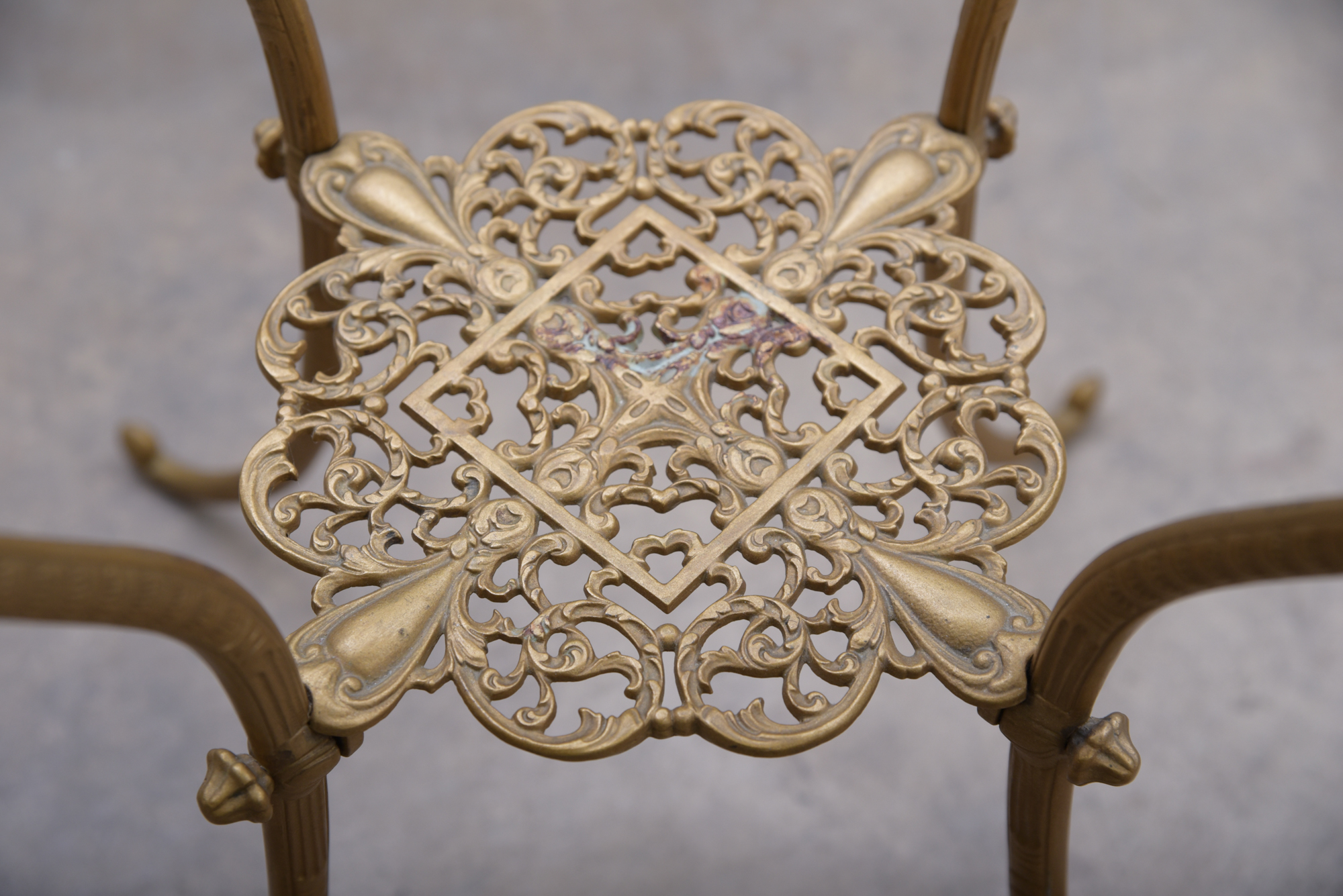 Antique Cast Metal and Onyx Plant Stand