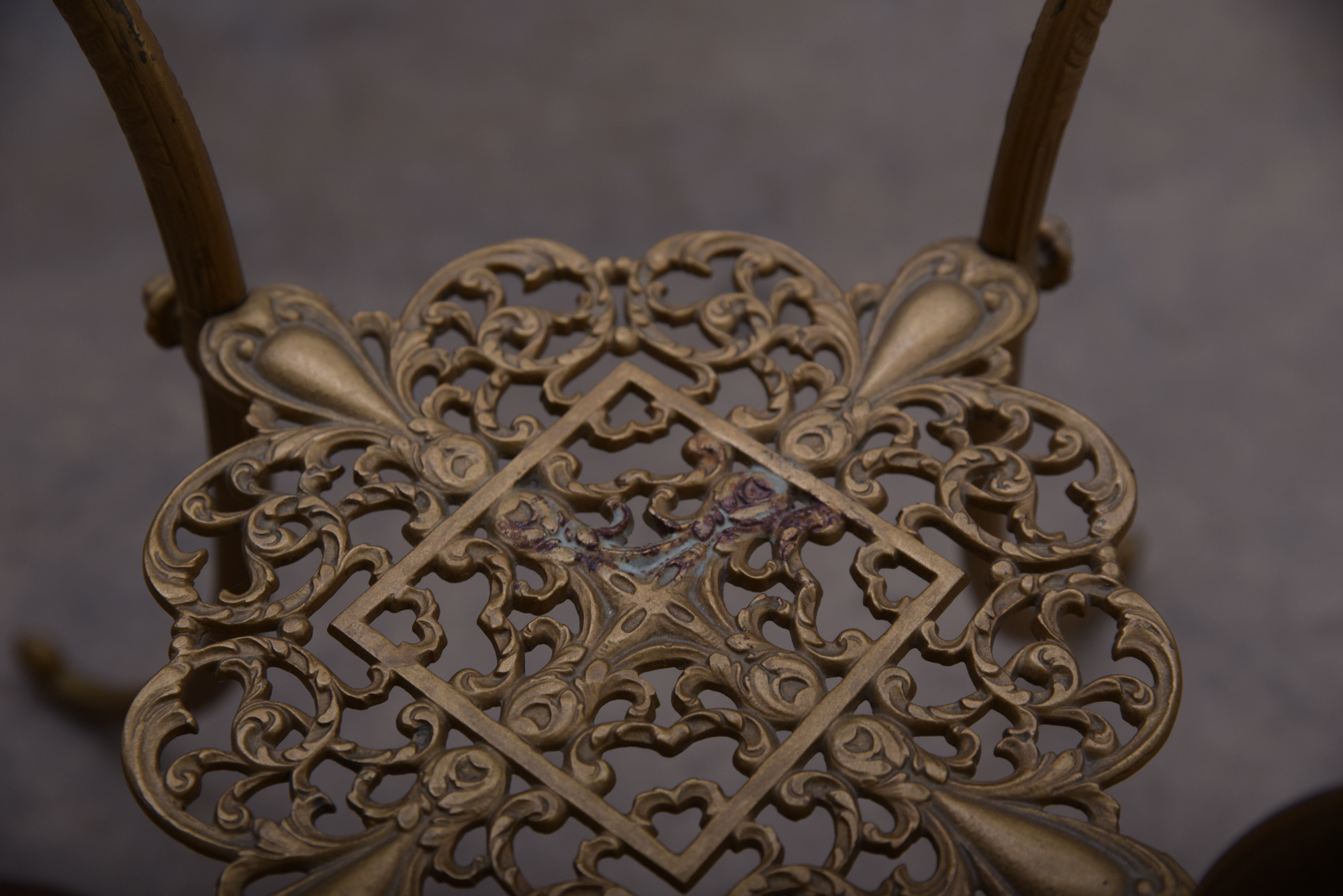 Antique Cast Metal and Onyx Plant Stand