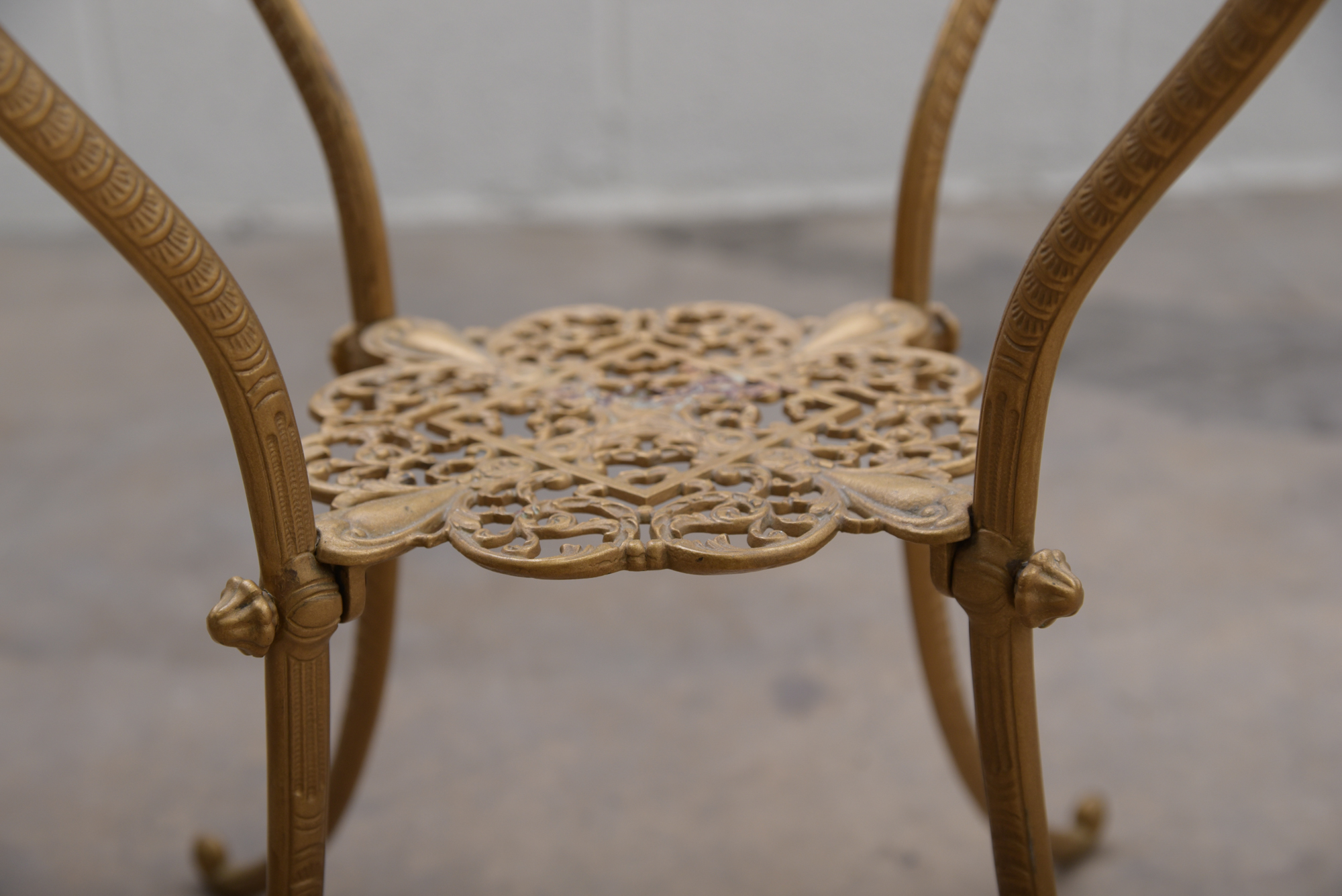 Antique Cast Metal and Onyx Plant Stand