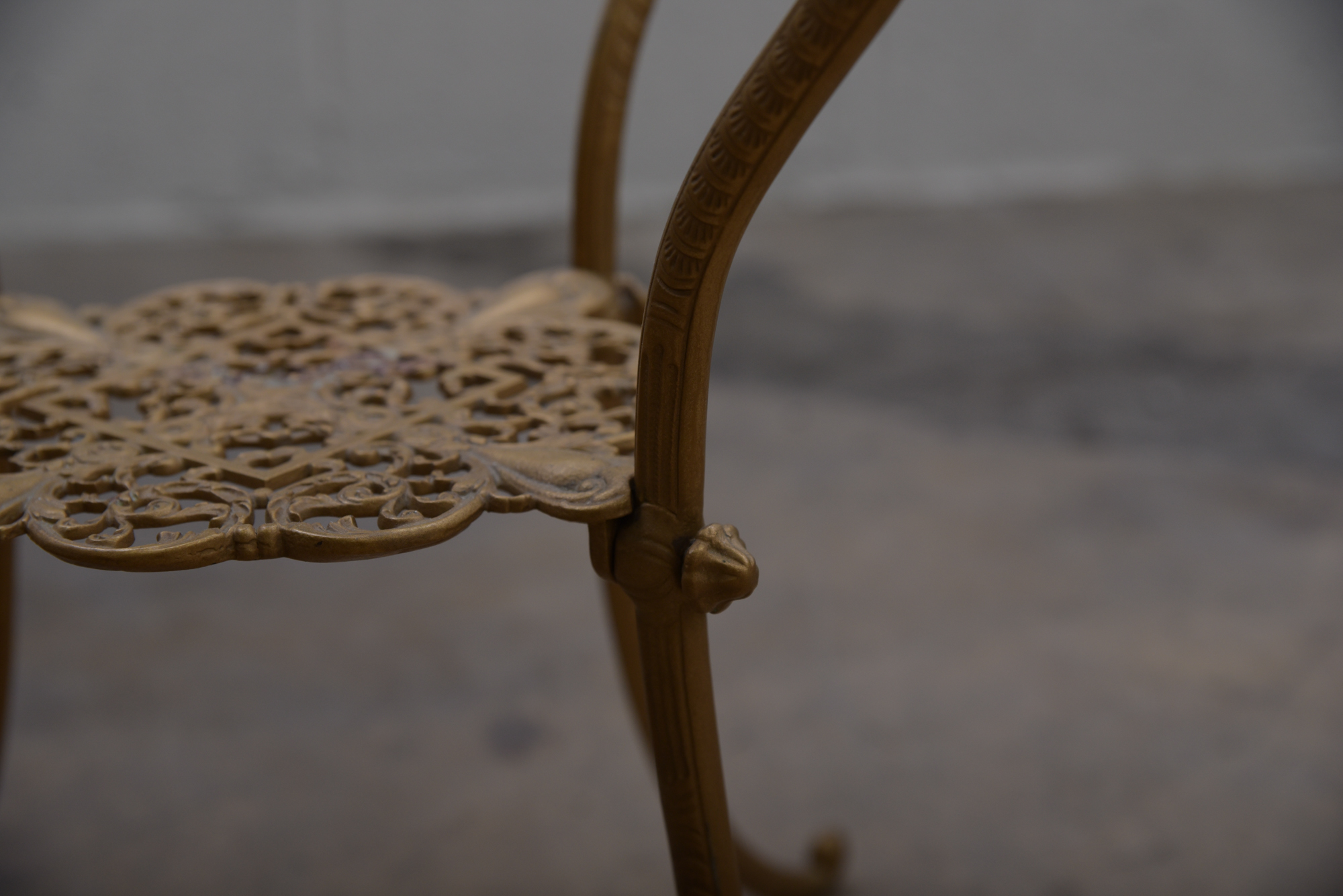 Antique Cast Metal and Onyx Plant Stand