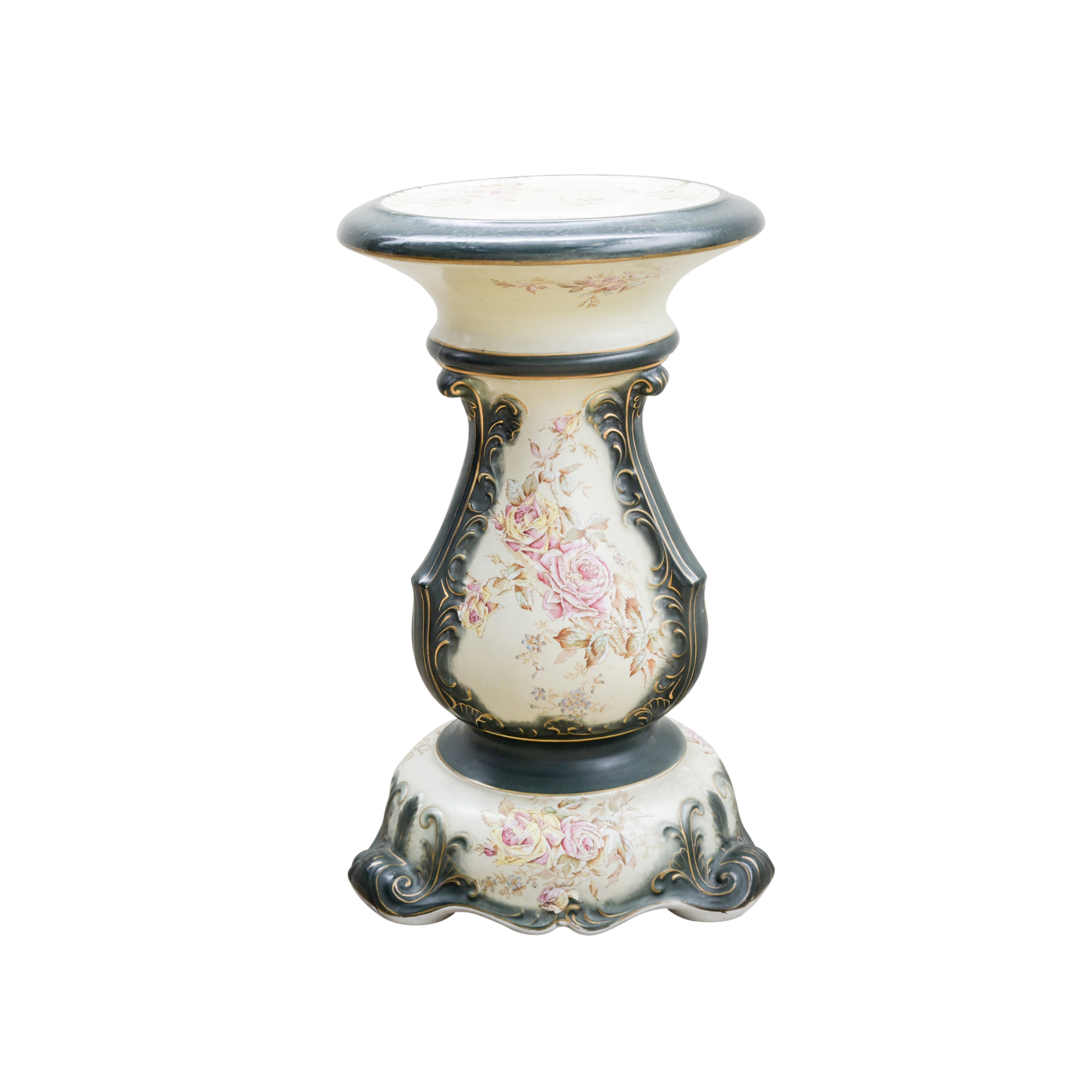 Vintage Glazed Porcelain Pedestal Stand