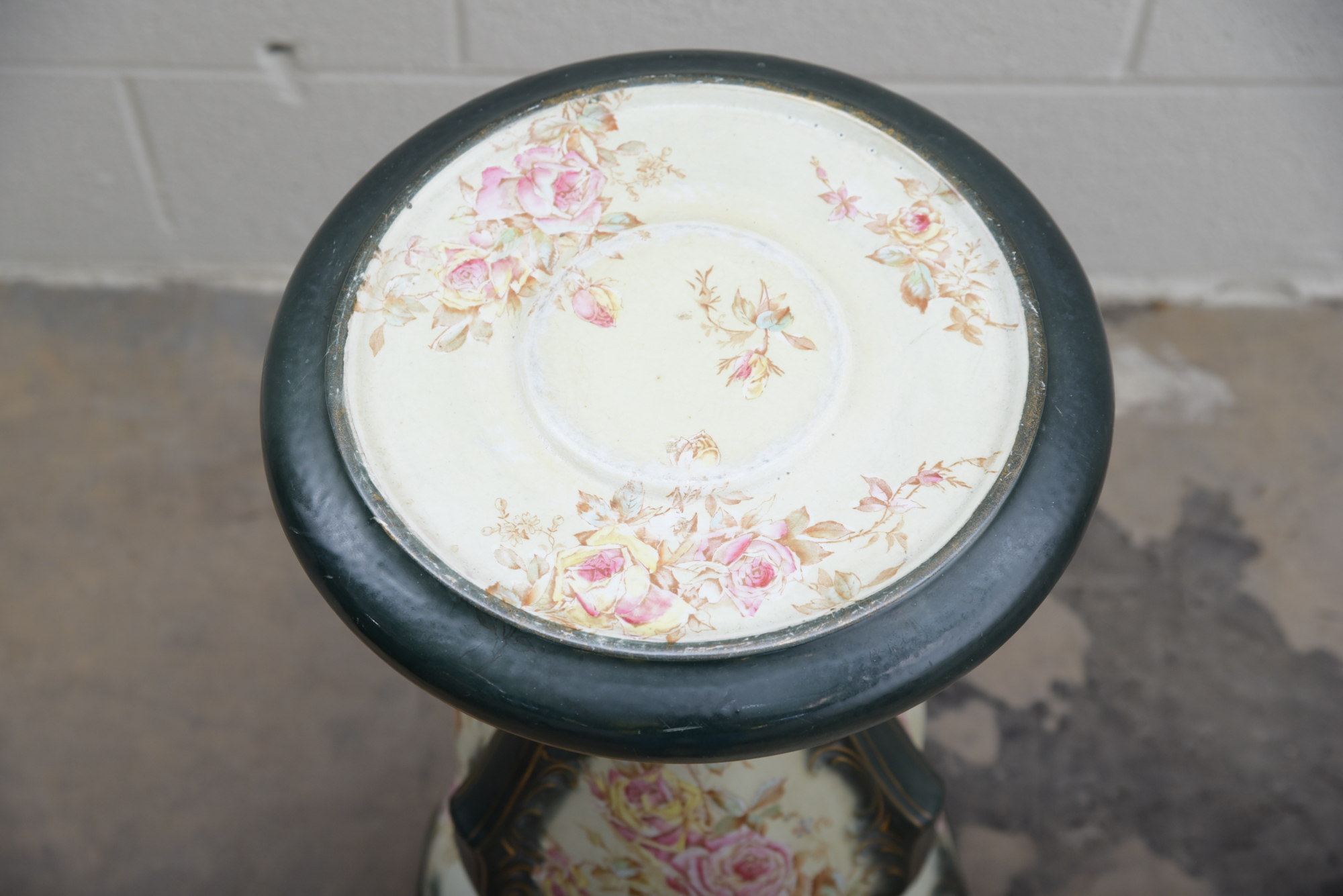 Vintage Glazed Porcelain Pedestal Stand