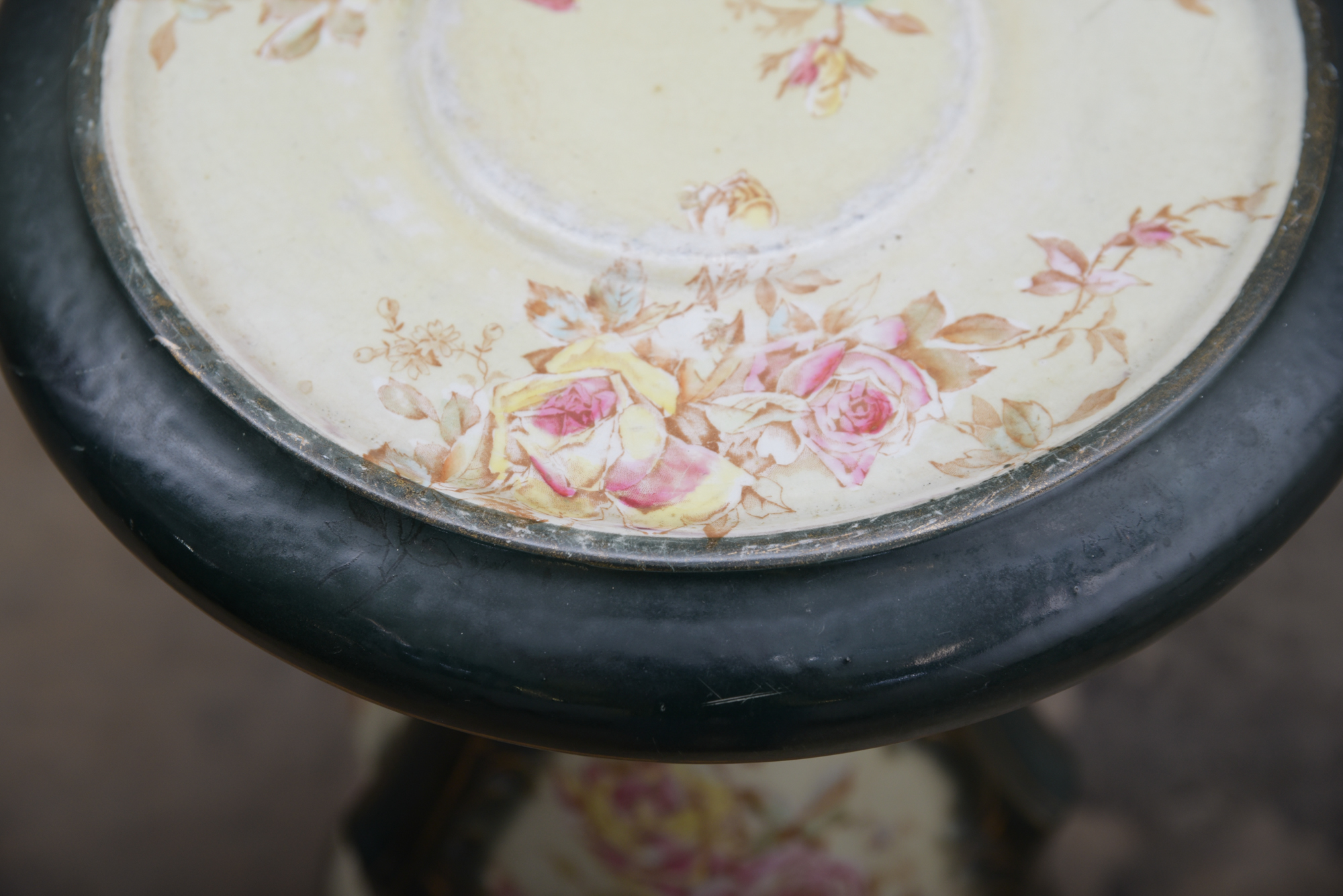 Vintage Glazed Porcelain Pedestal Stand