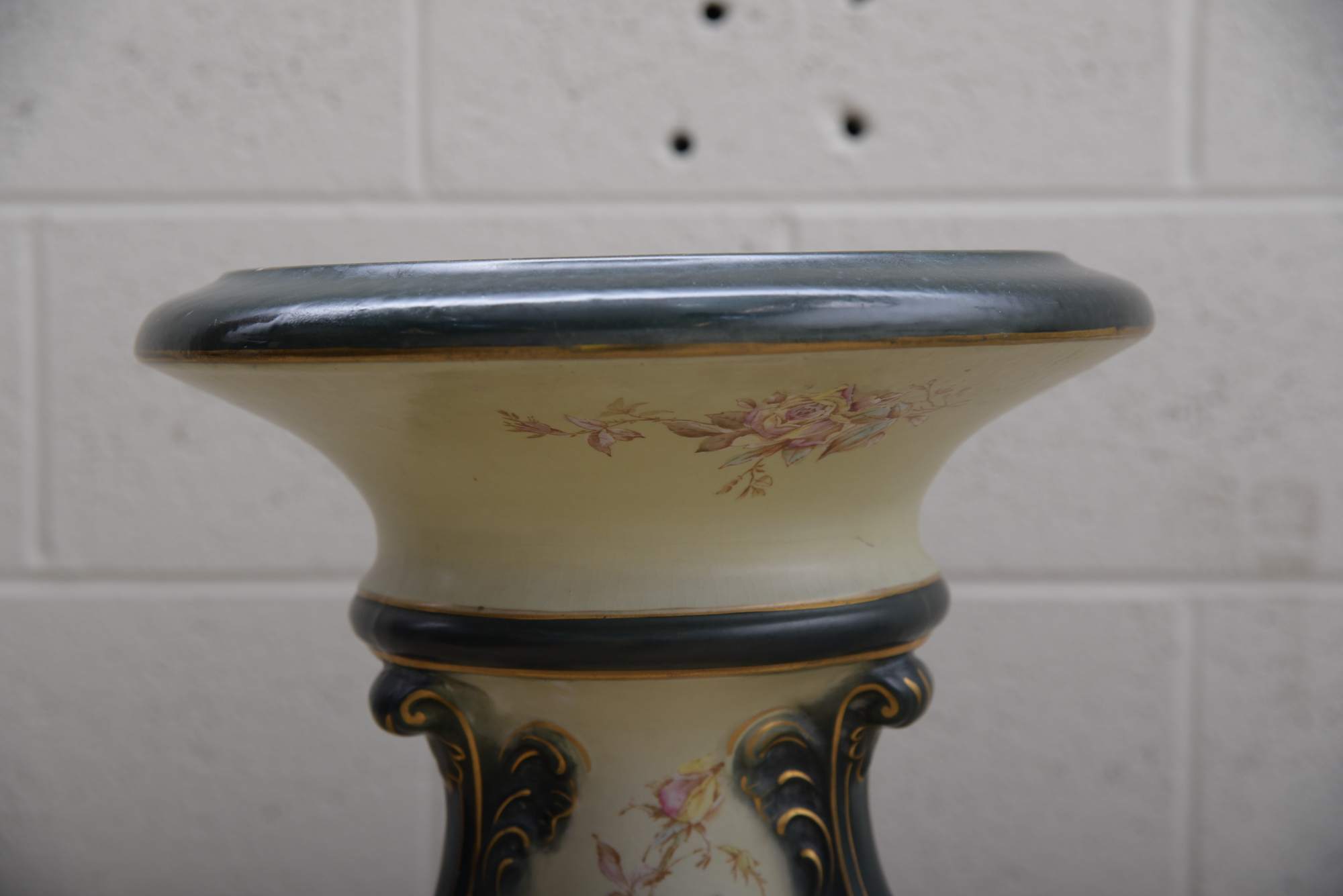 Vintage Glazed Porcelain Pedestal Stand