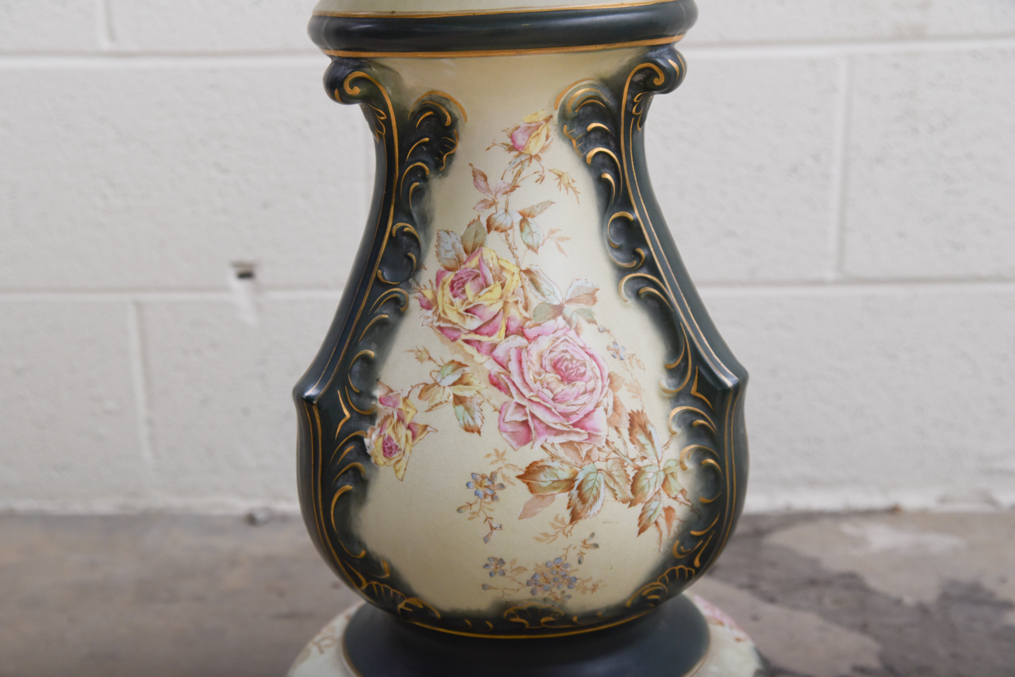 Vintage Glazed Porcelain Pedestal Stand