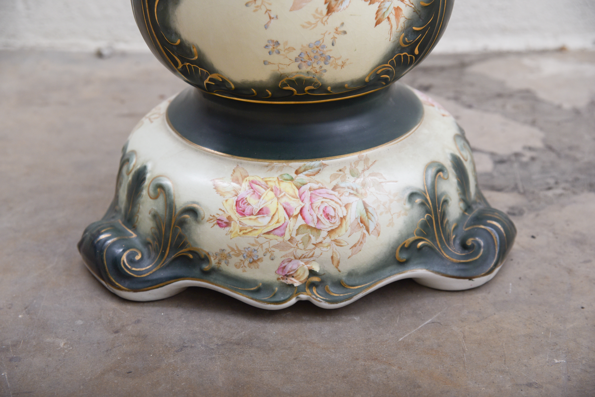Vintage Glazed Porcelain Pedestal Stand