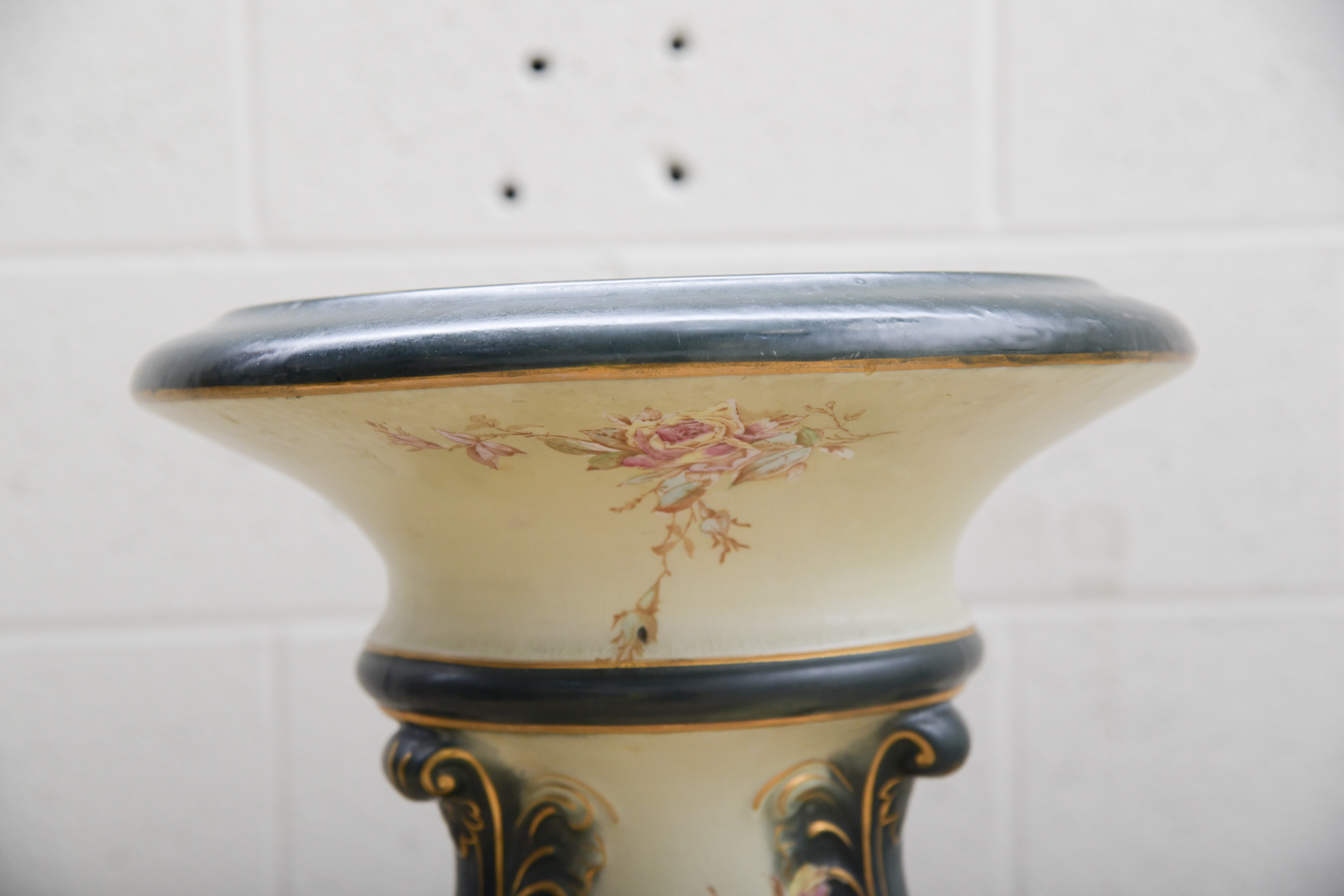Vintage Glazed Porcelain Pedestal Stand
