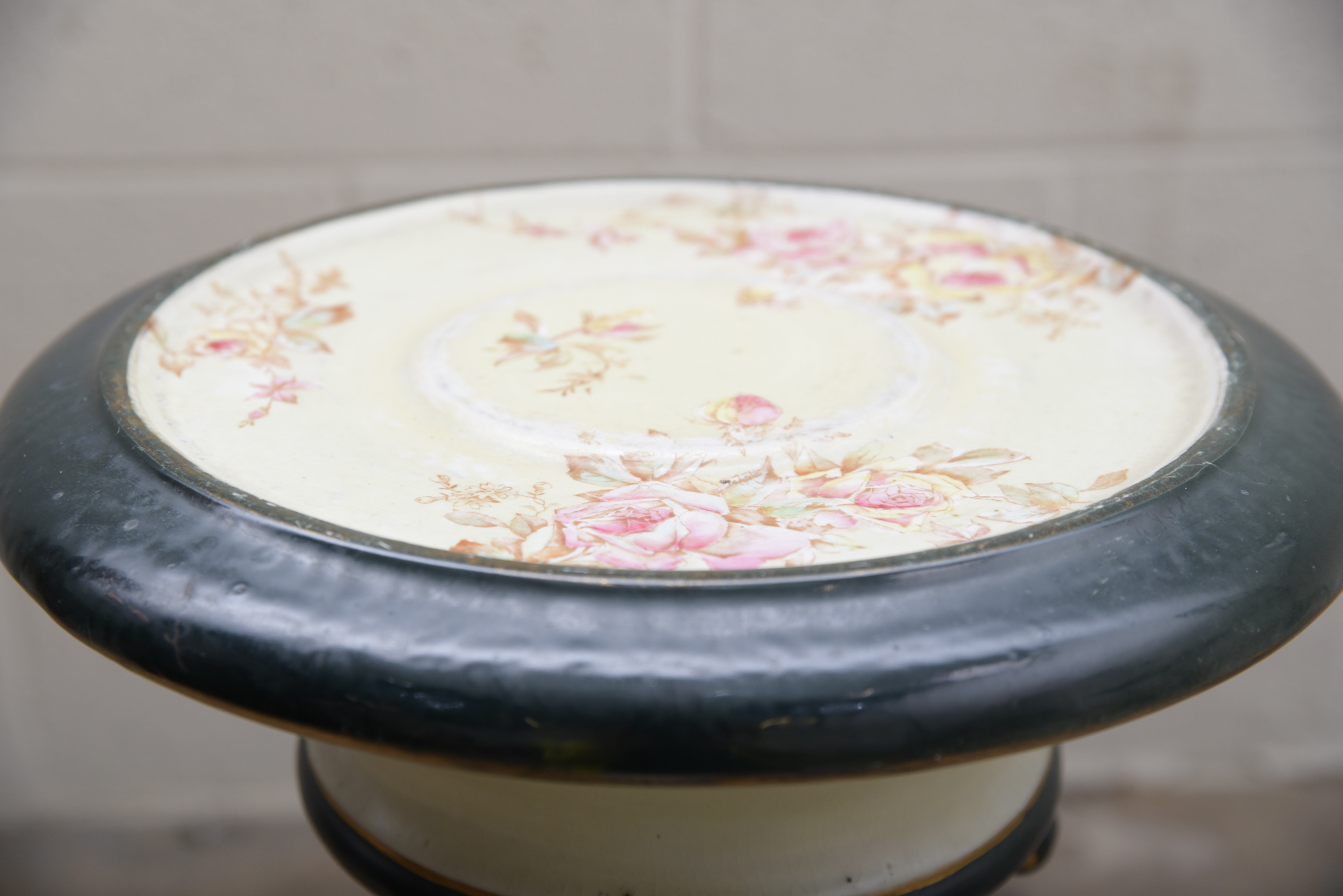 Vintage Glazed Porcelain Pedestal Stand