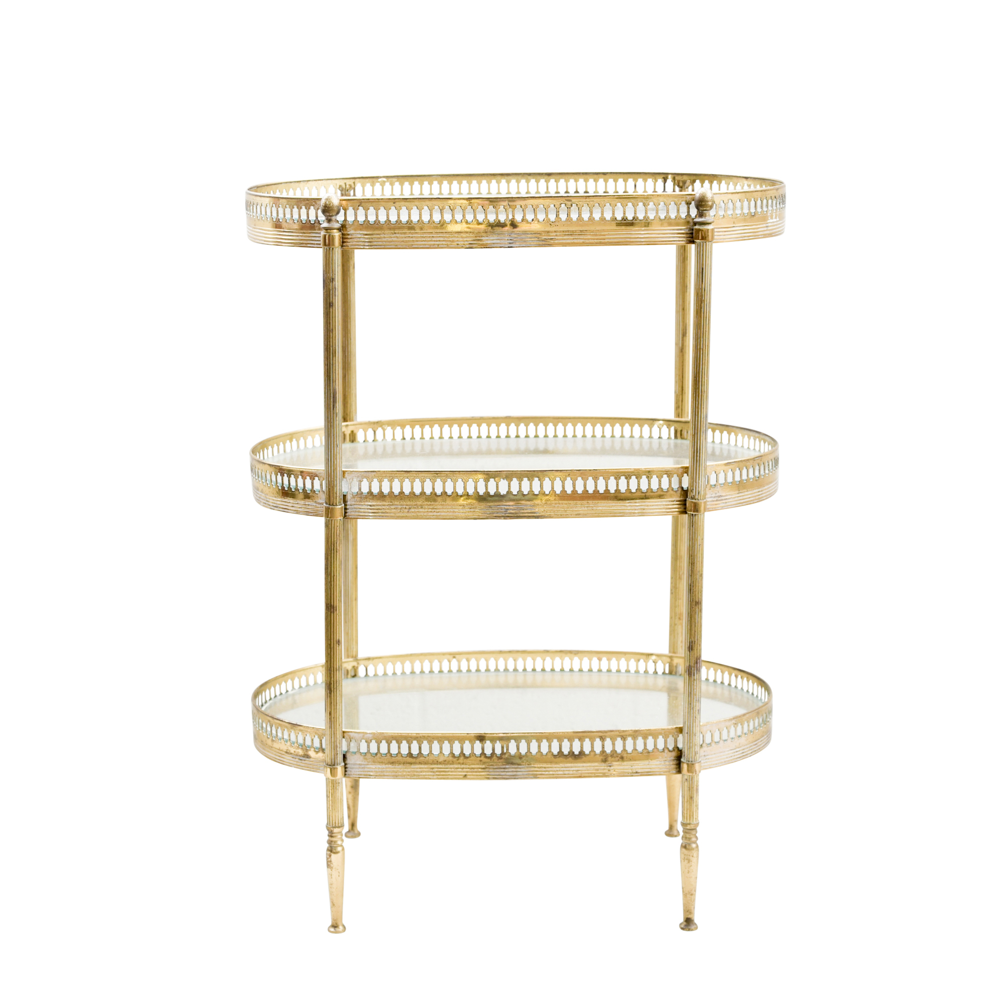 Brass-Tone Pierced Three-Tier Stand