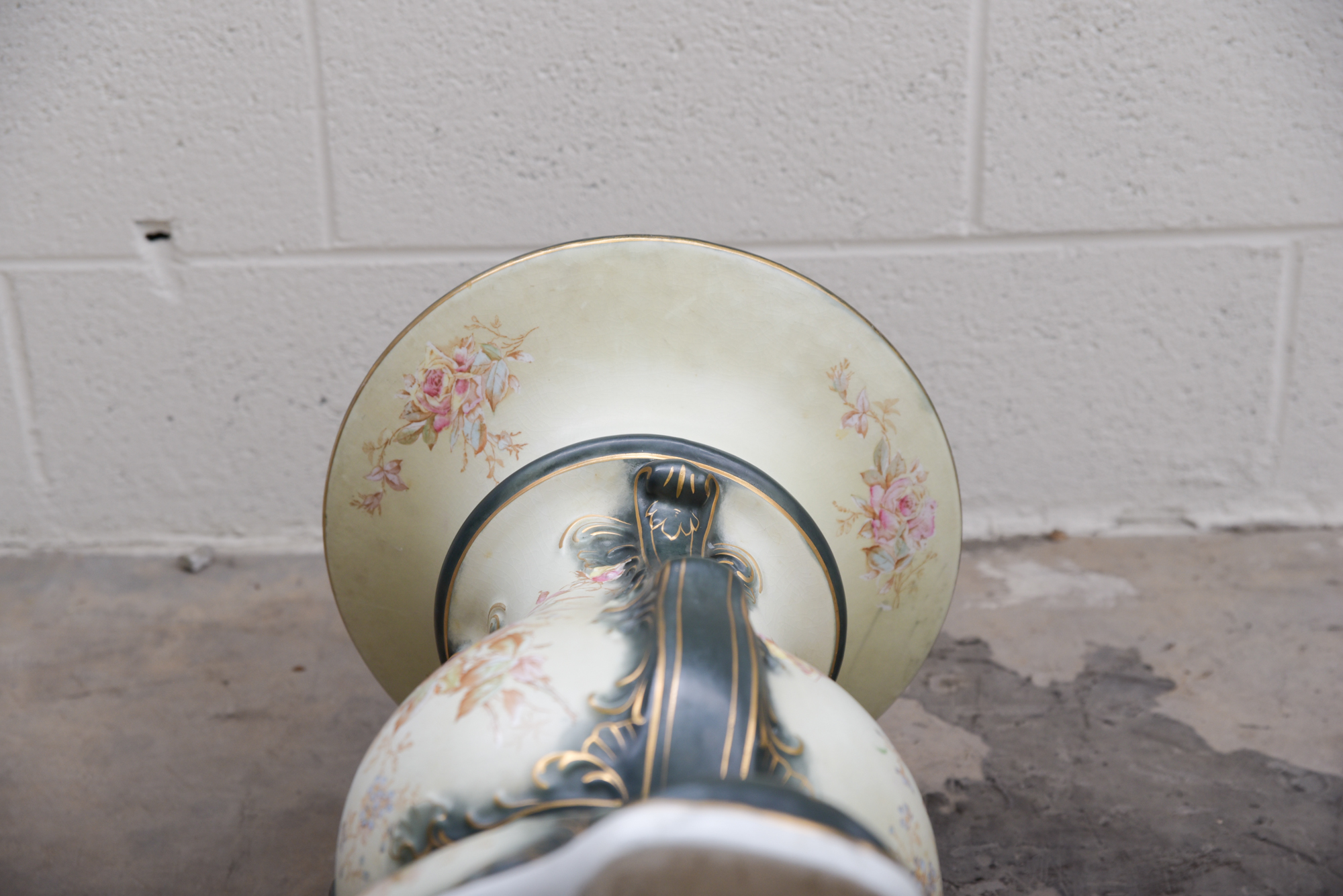 Vintage Glazed Porcelain Pedestal Stand