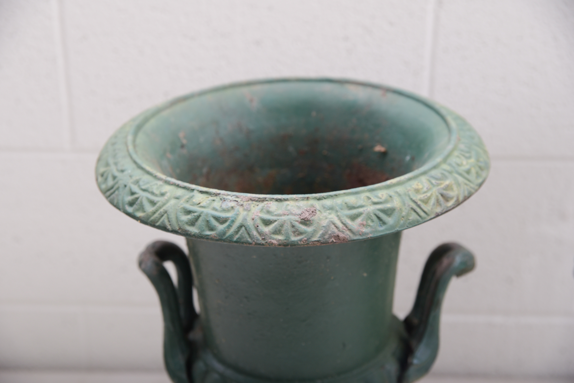 Green Painted Classical Style Cast Iron Planters
