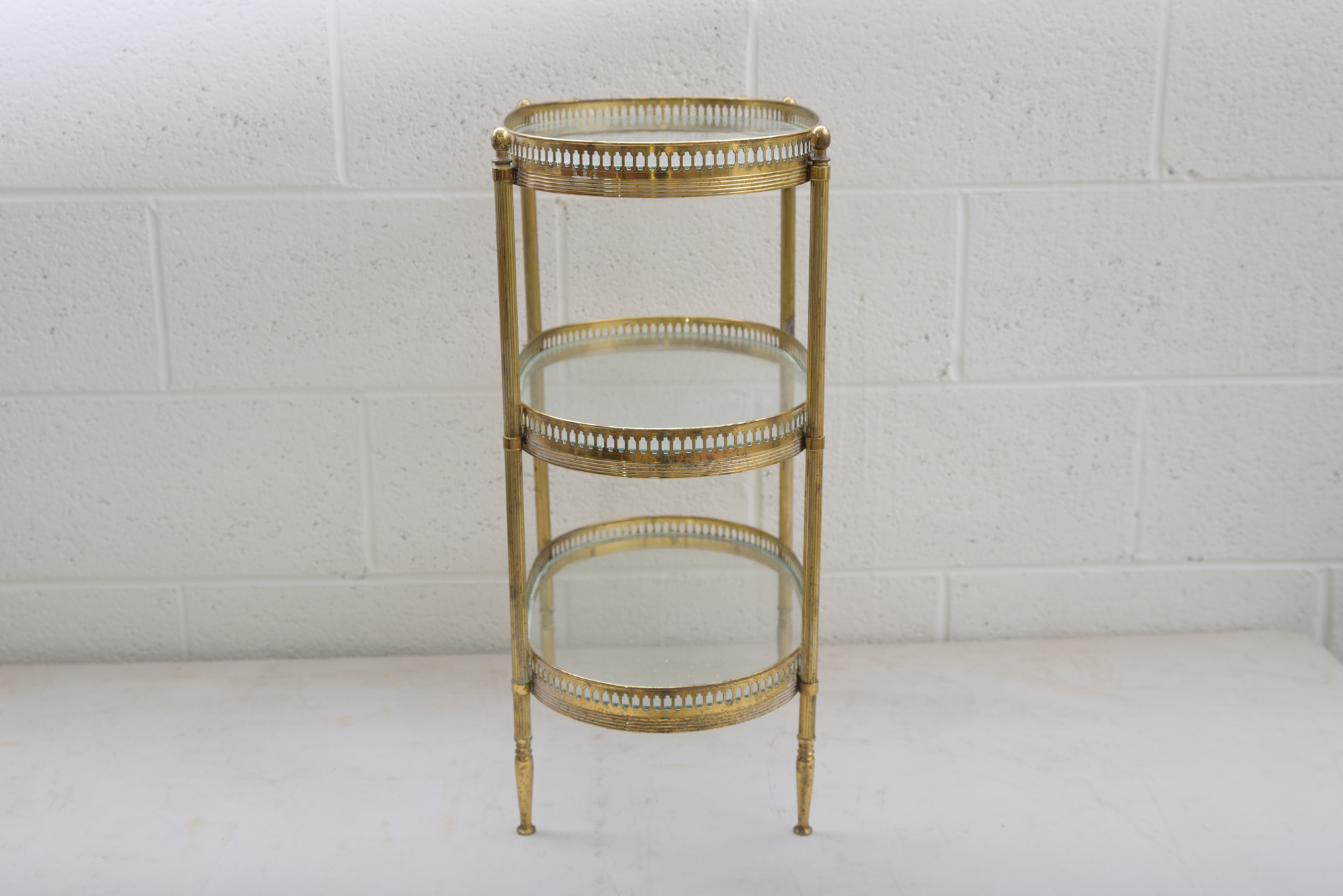 Brass-Tone Pierced Three-Tier Stand