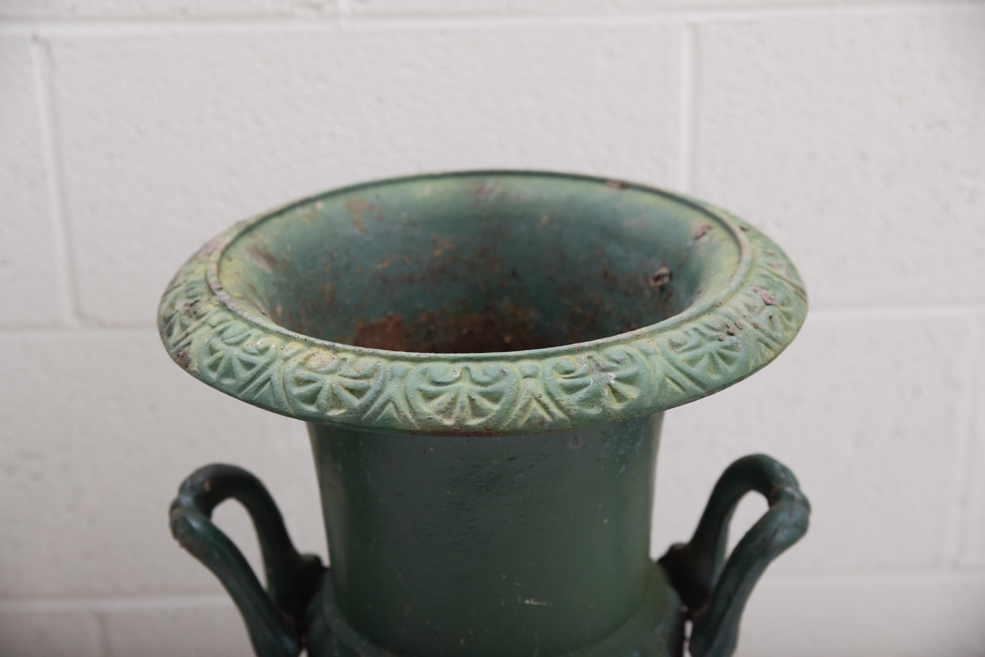 Green Painted Classical Style Cast Iron Planters