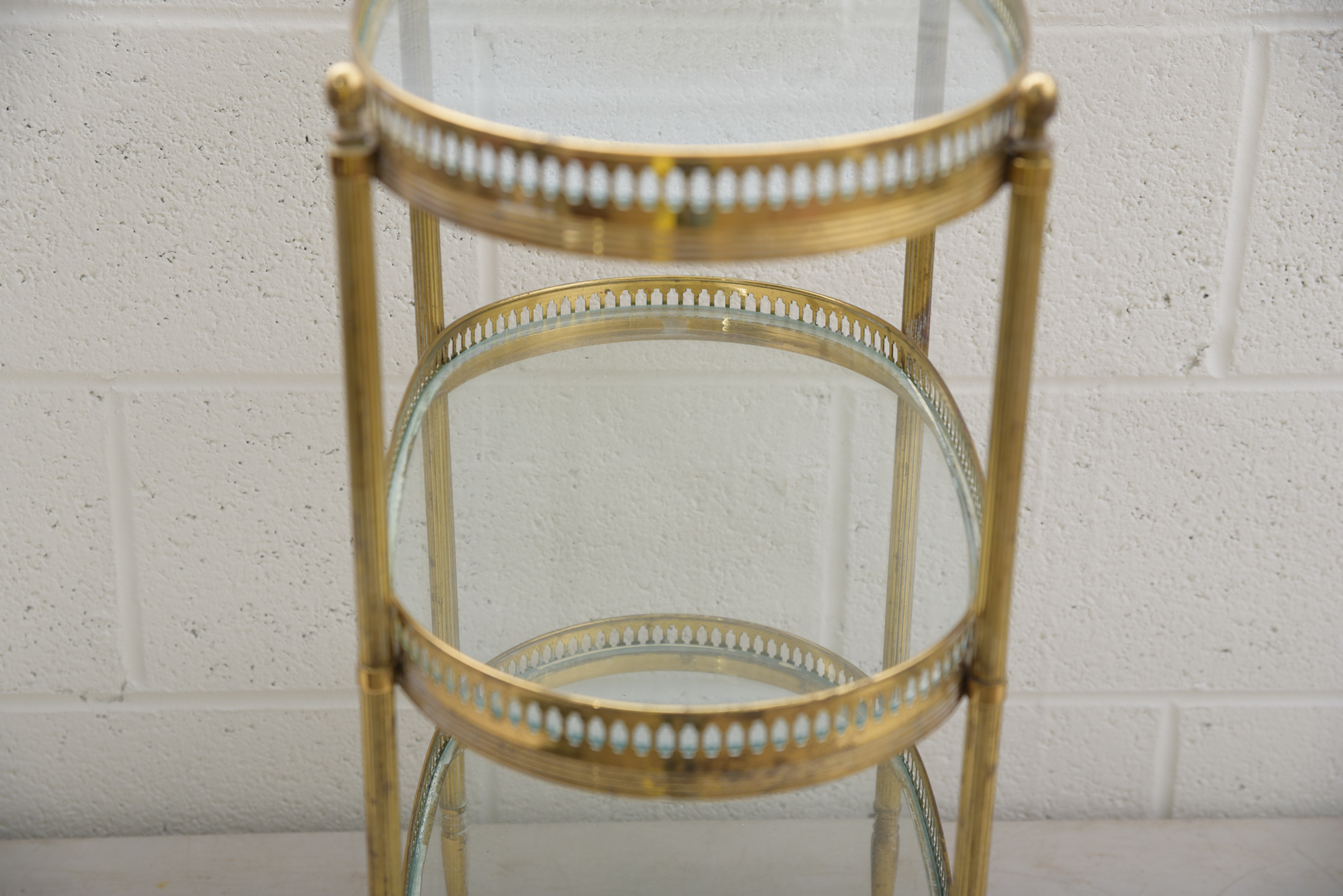 Brass-Tone Pierced Three-Tier Stand