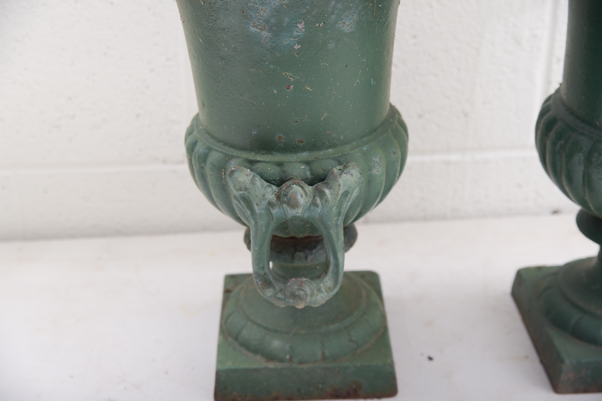 Green Painted Classical Style Cast Iron Planters