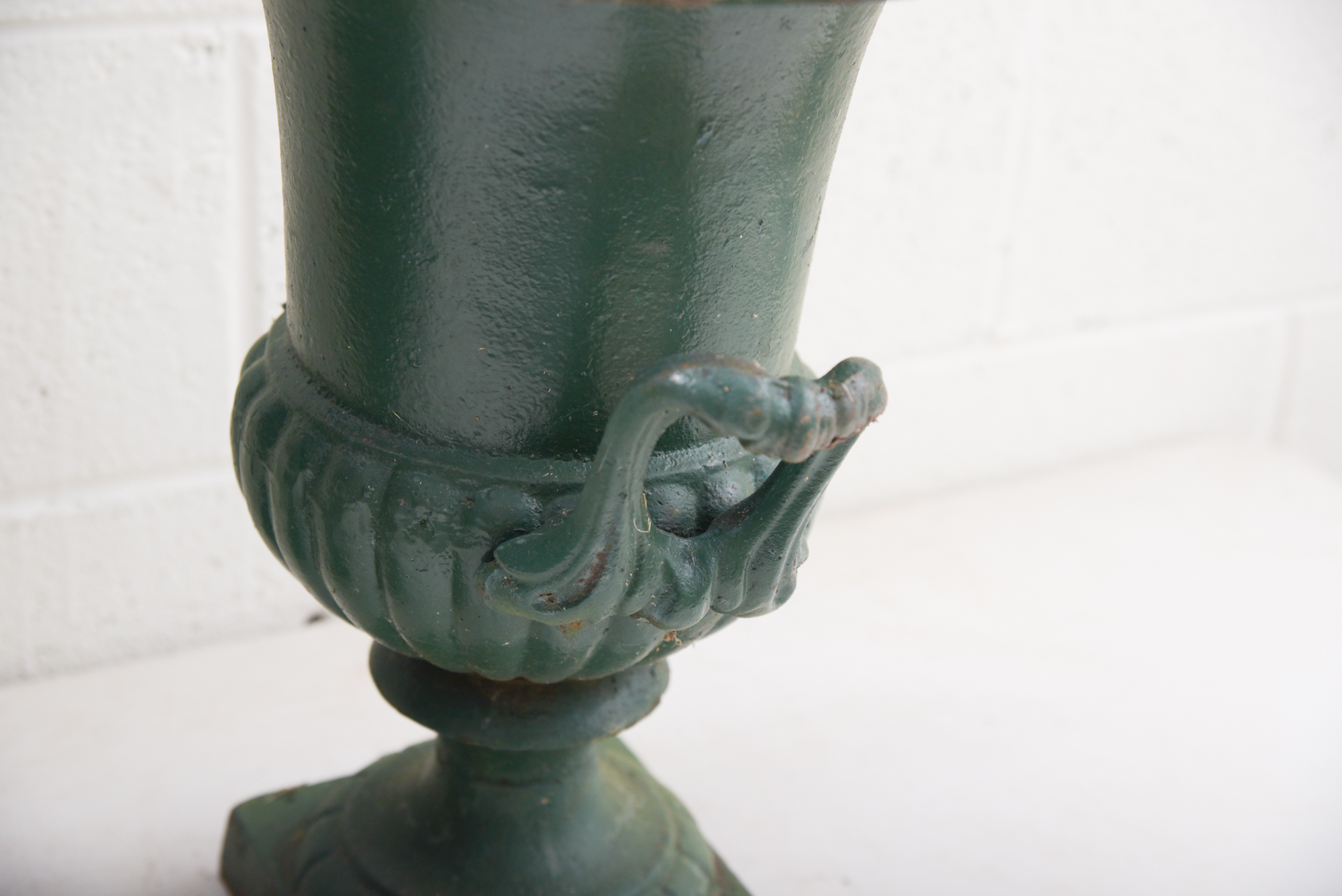 Green Painted Classical Style Cast Iron Planters