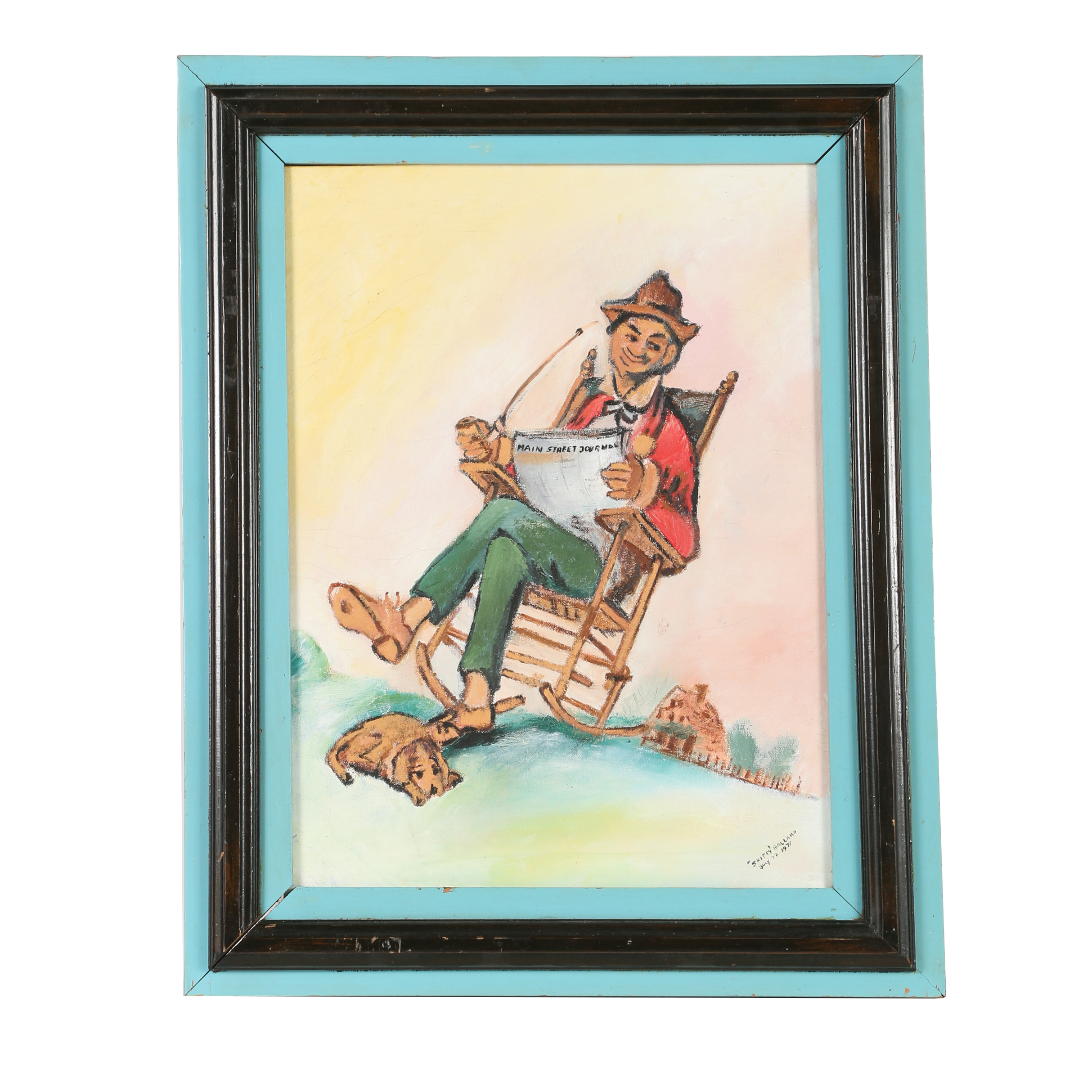 "Skippy" Ballard Oil Painting of Man in Rocking Chair