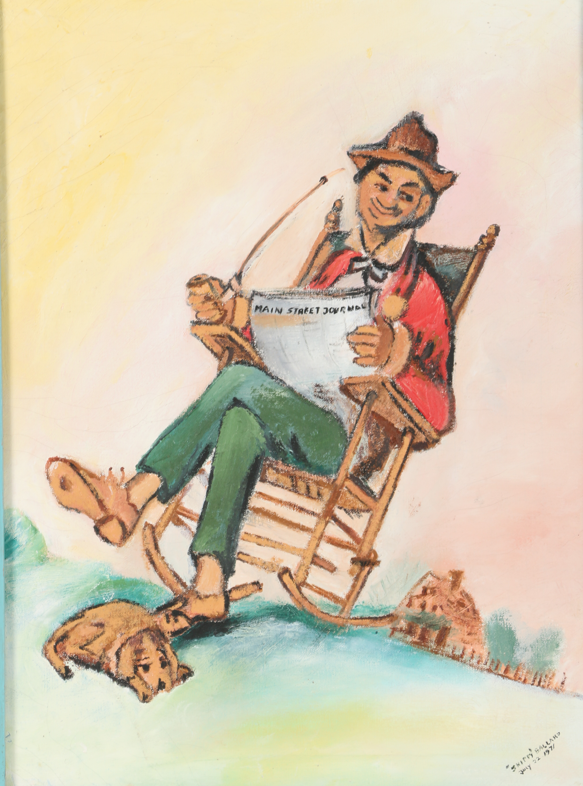 "Skippy" Ballard Oil Painting of Man in Rocking Chair