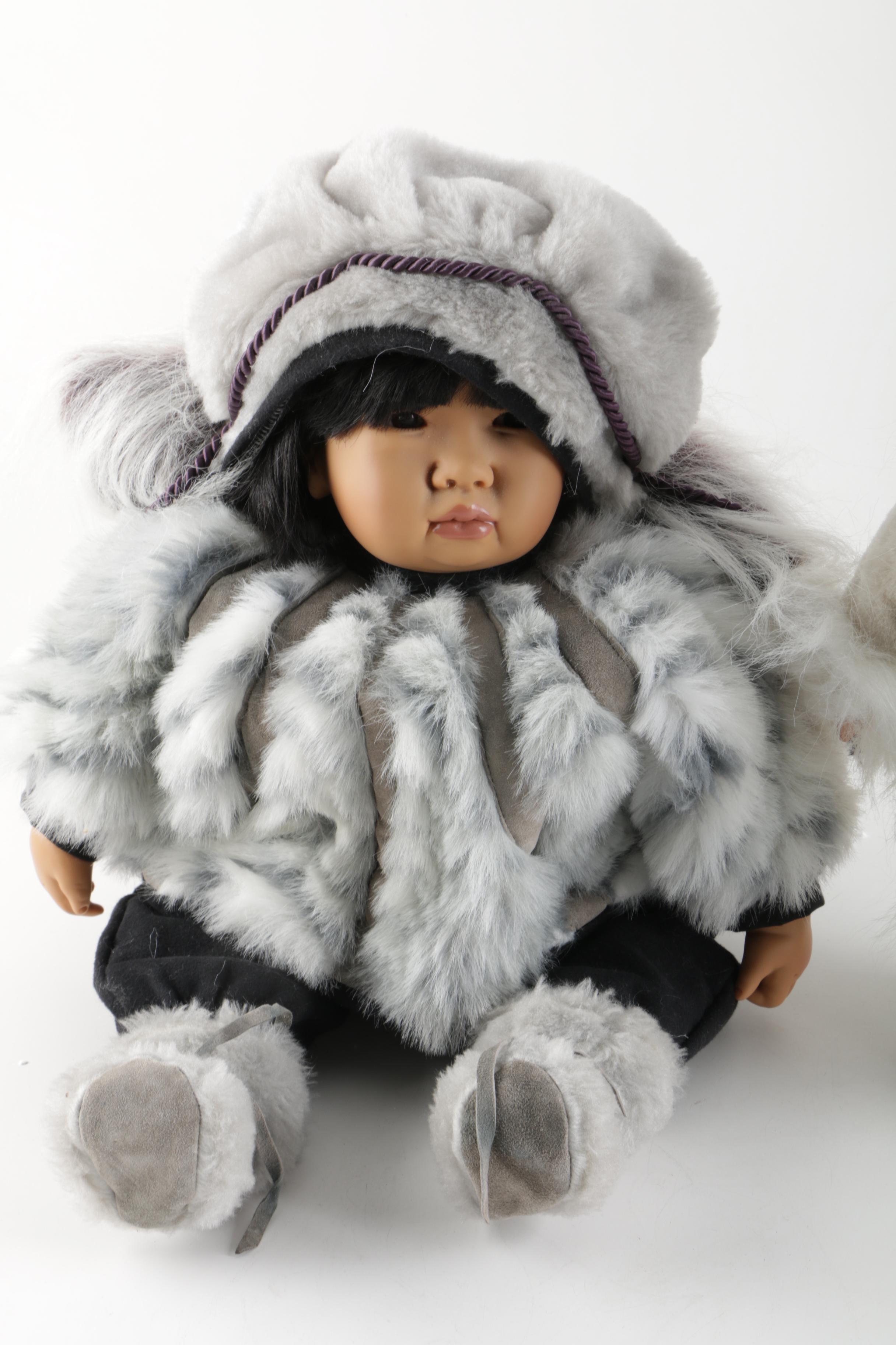 Götz "Carlos" Vinyl Dribble Doll and Heritage Porcelain Innuit Style Doll