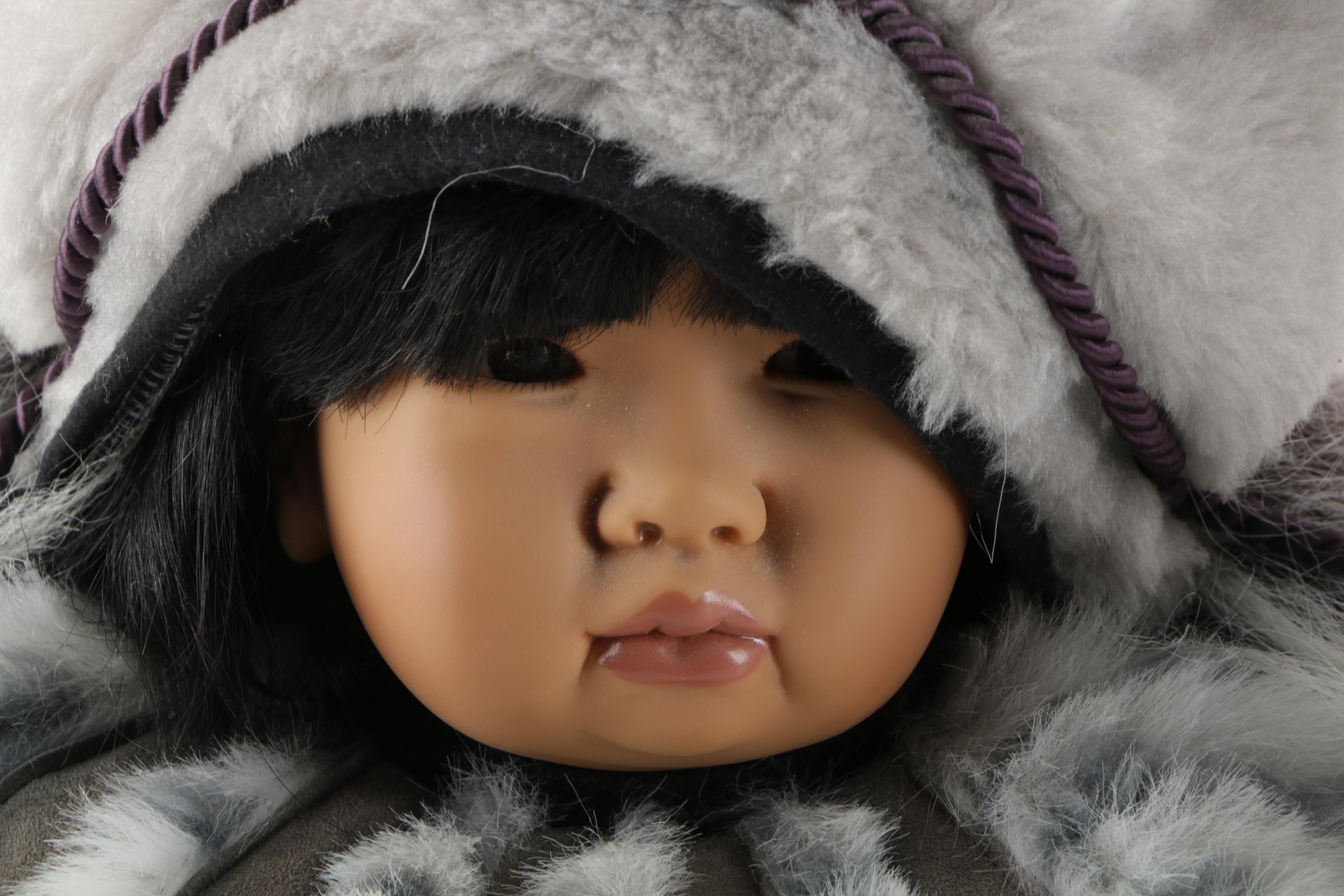 Götz "Carlos" Vinyl Dribble Doll and Heritage Porcelain Innuit Style Doll