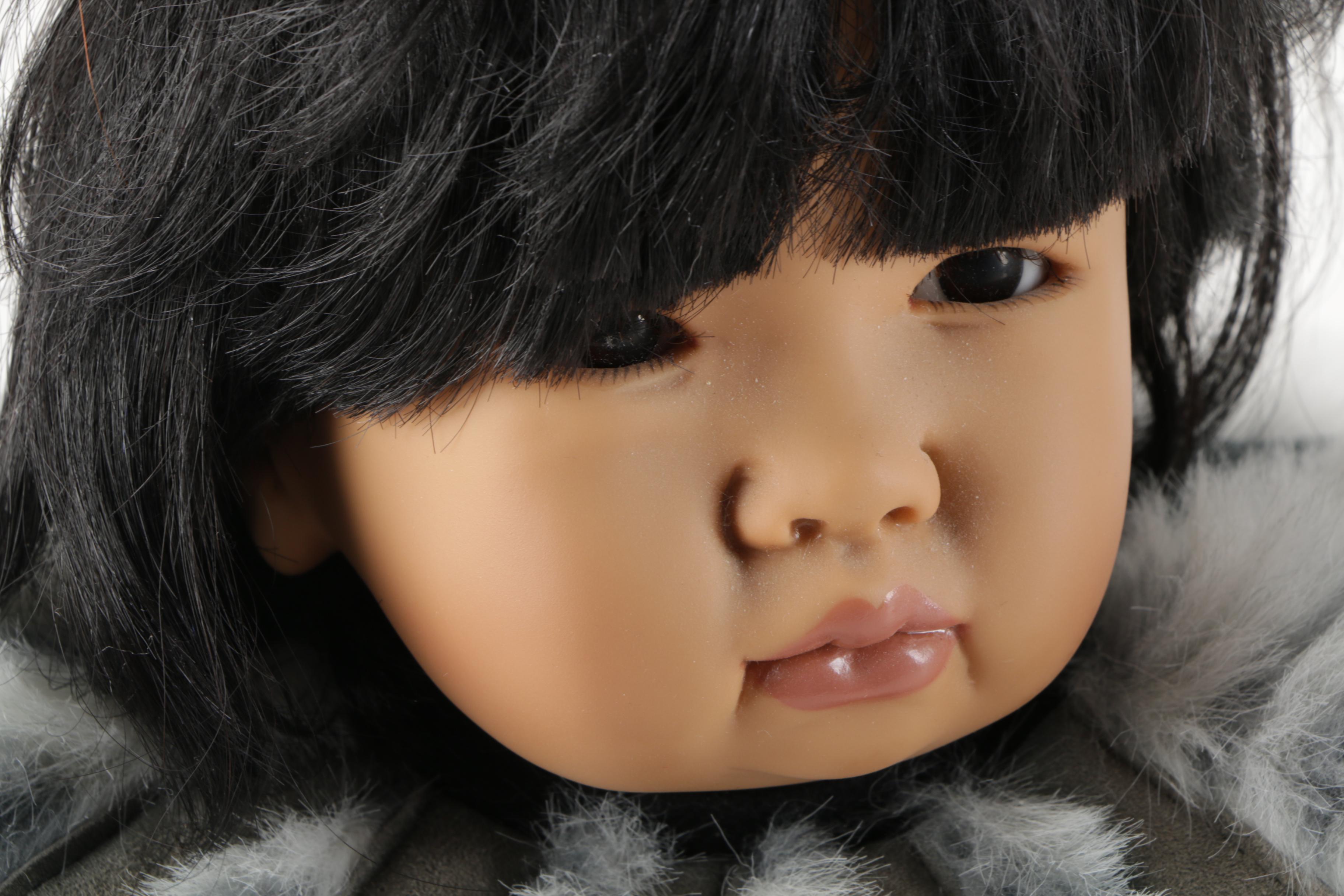 Götz "Carlos" Vinyl Dribble Doll and Heritage Porcelain Innuit Style Doll