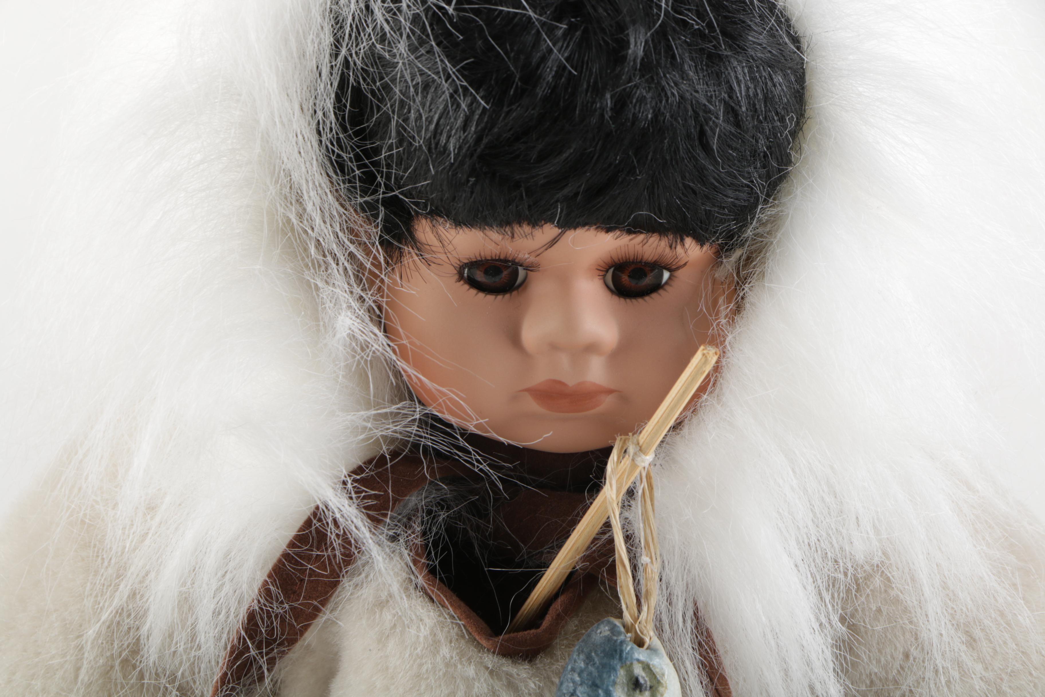 Götz "Carlos" Vinyl Dribble Doll and Heritage Porcelain Innuit Style Doll