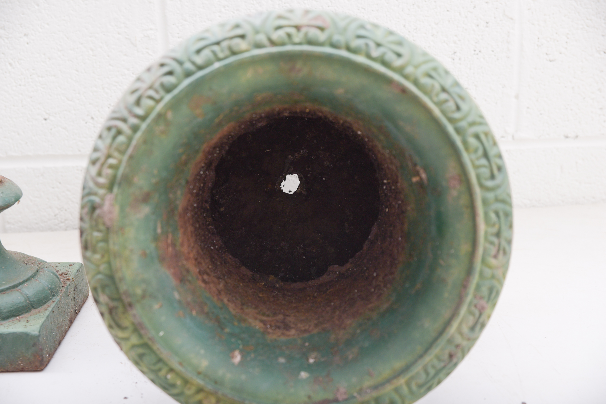 Green Painted Classical Style Cast Iron Planters