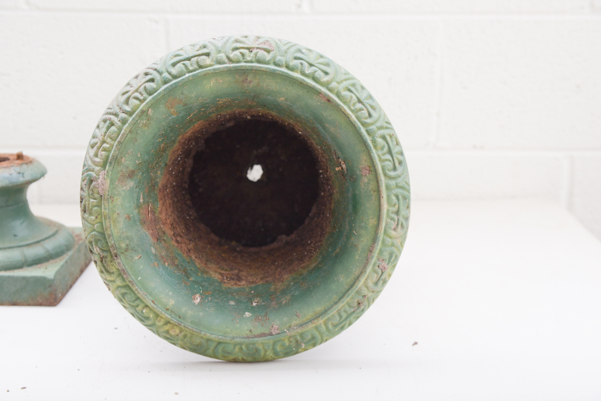 Green Painted Classical Style Cast Iron Planters