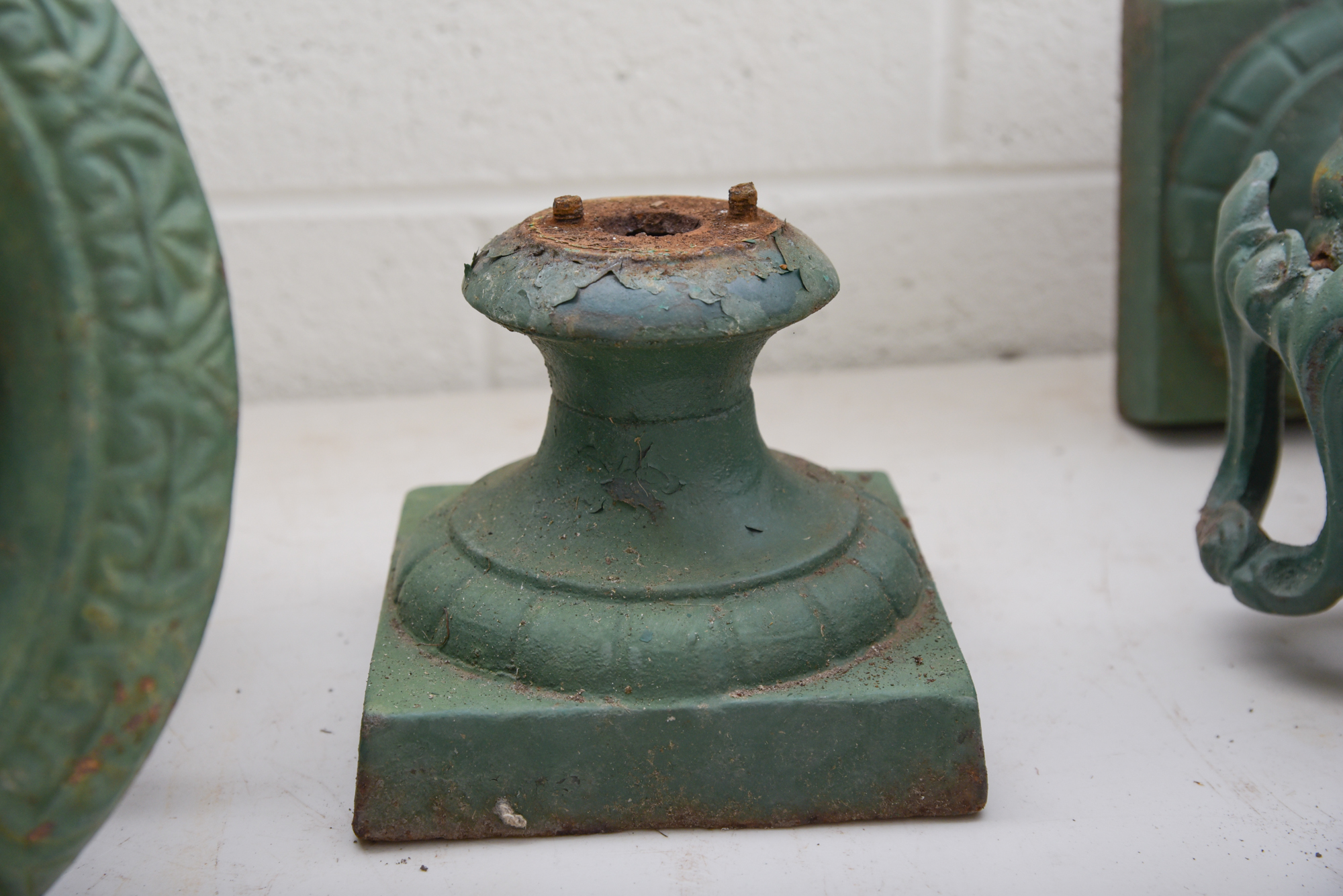 Green Painted Classical Style Cast Iron Planters