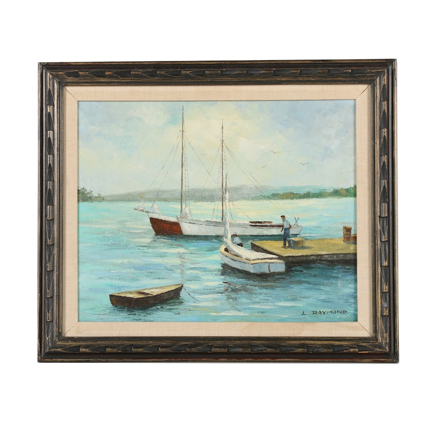 L. Raymond Oil Painting of Nautical Scene